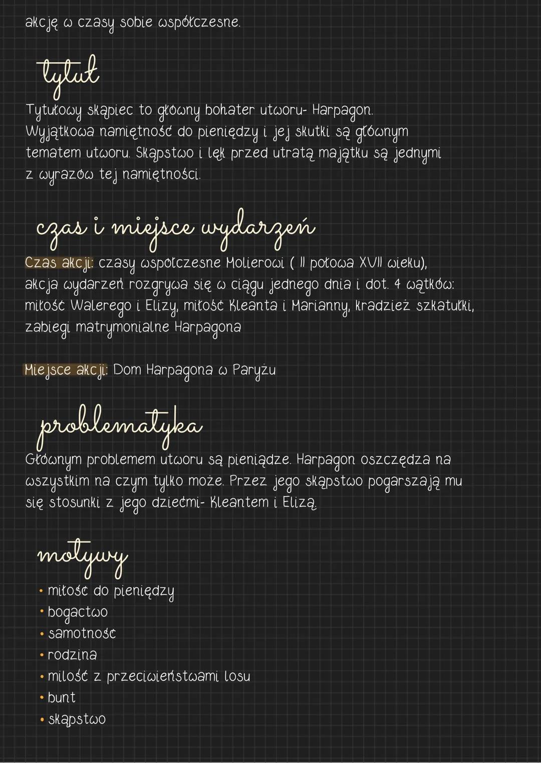 --- OCR Start ---
Skąpiec
gatunek
Skąpiec jest dramatem przykładem komedii charakteru.
cechy komedii:
- szczęśliwe zakończenie
- komizm
ośmi