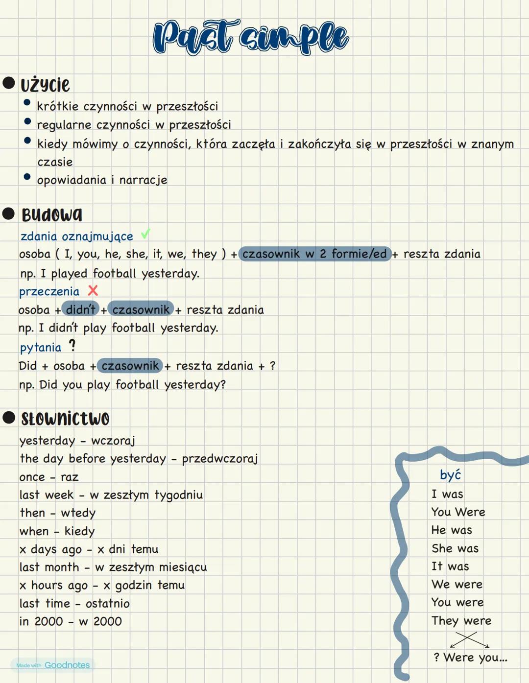 • użycie
Past simple
• krótkie czynności w przeszłości
• regularne czynności w przeszłości
• kiedy mówimy o czynności, która zaczęła i zakoń