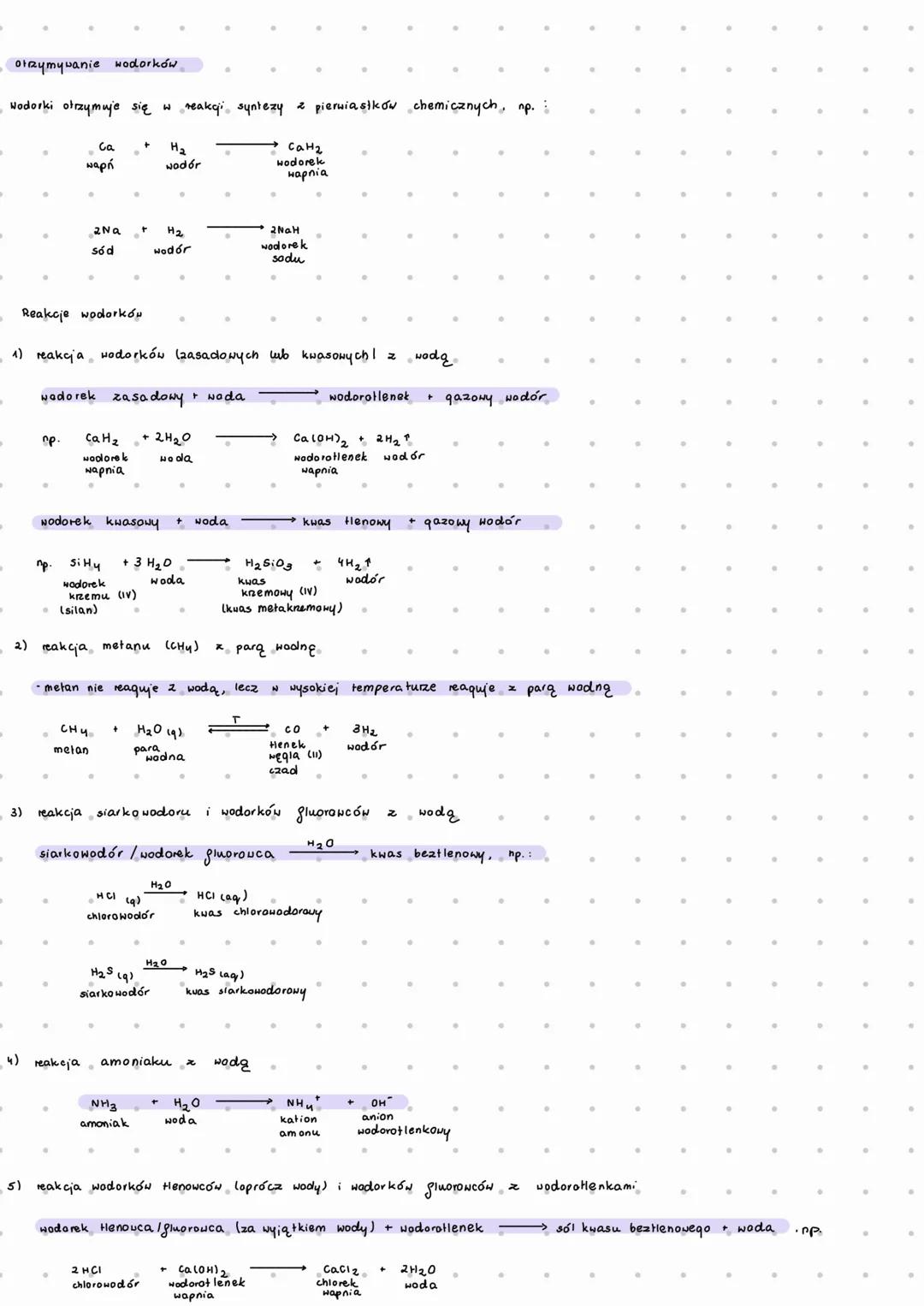 --- OCR Start ---
Hoglorki to związki wodoru z innymi pierwiastkami.
Hxory ogólne wodorków:
-dla pierwiastków należących do grup 1-15
-dia H