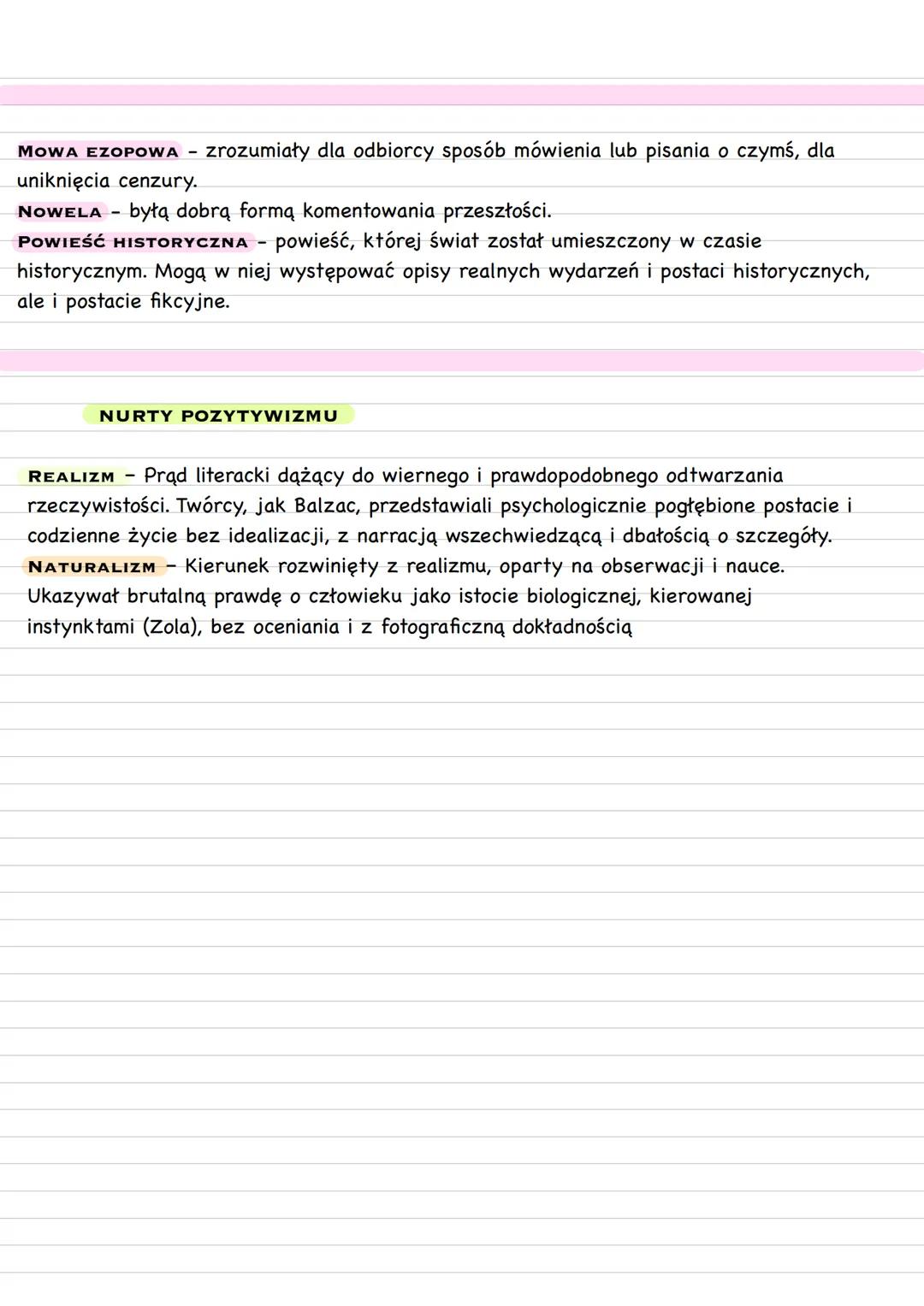 Pozytywizm
POZYTYWIZM - nurt w literaturze polskiej. Jego nazwa pochodzi od kierunku filozoficznego,
którego podstawy sformułował Auguste Co