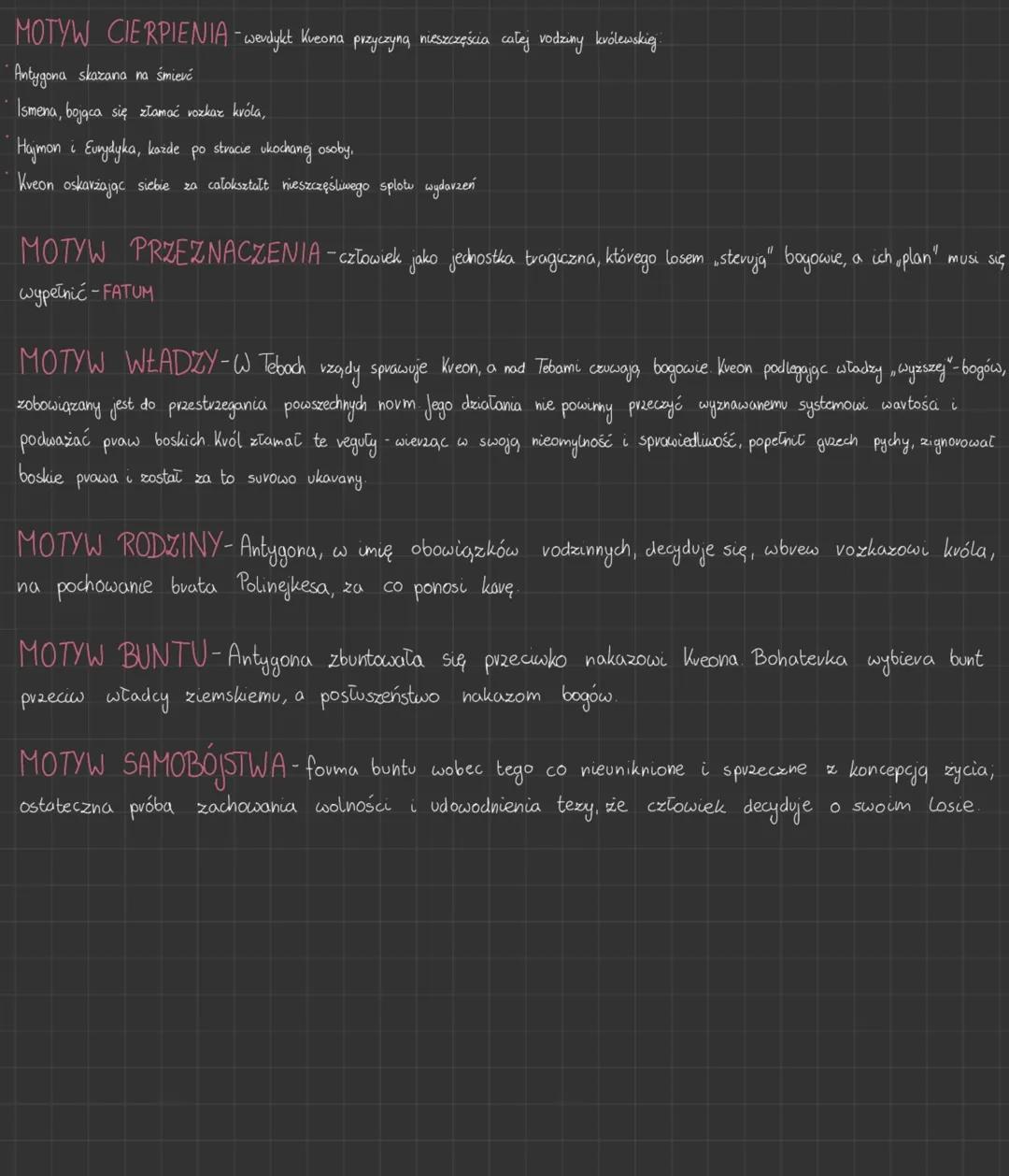 ## ANTYGONA
**Gatunek:** tragedia antyczna
**Czas:** jeden dzień od wschodu do zachodu słońca
**Miejsce:** pałac królewski w starożytnych T