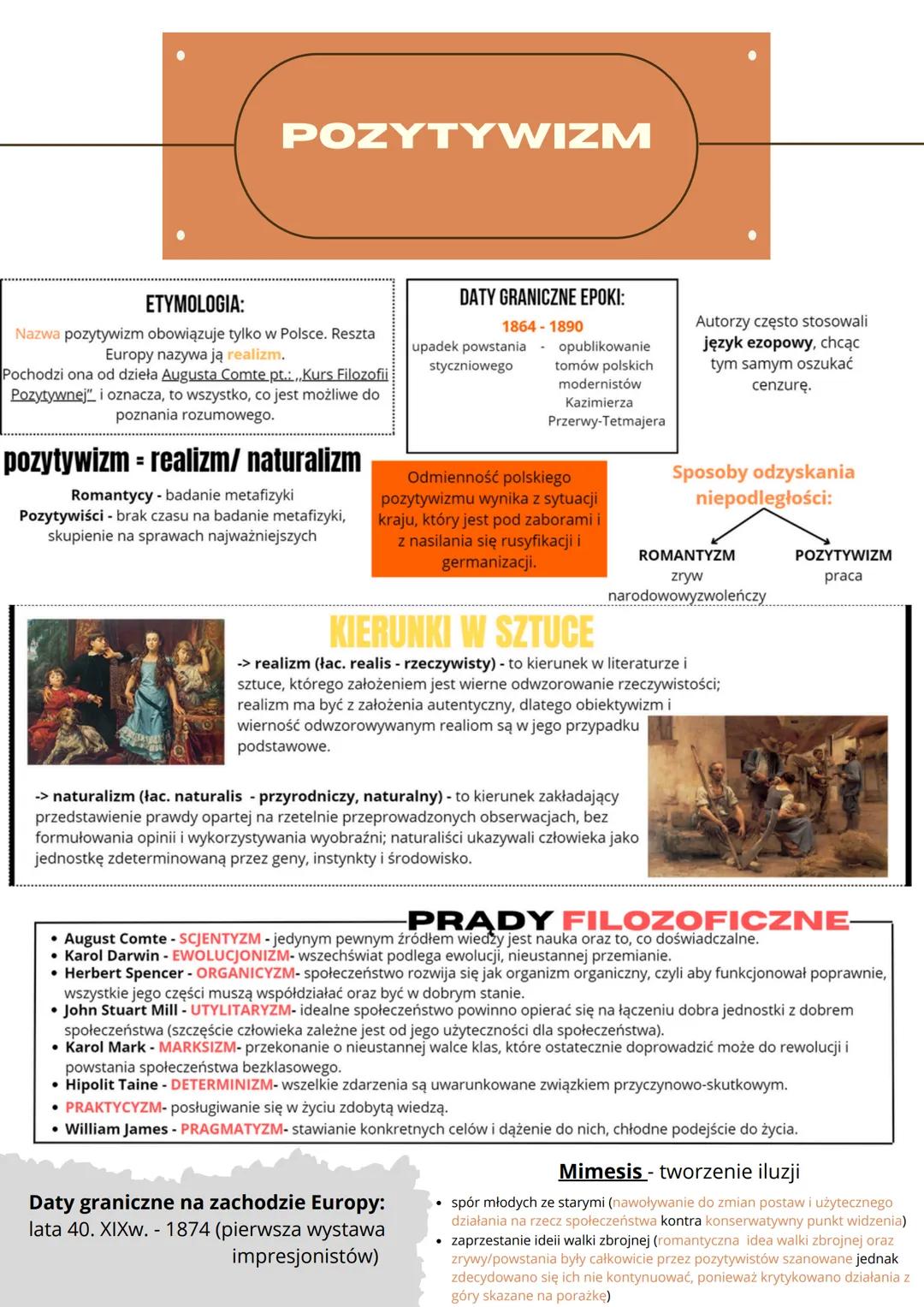 --- OCR Start ---
POZYTYWIZM
ETYMOLOGIA:
Nazwa pozytywizm obowiązuje tylko w Polsce. Reszta
Europy nazywa ją realizm.
Pochodzi ona od dzieła