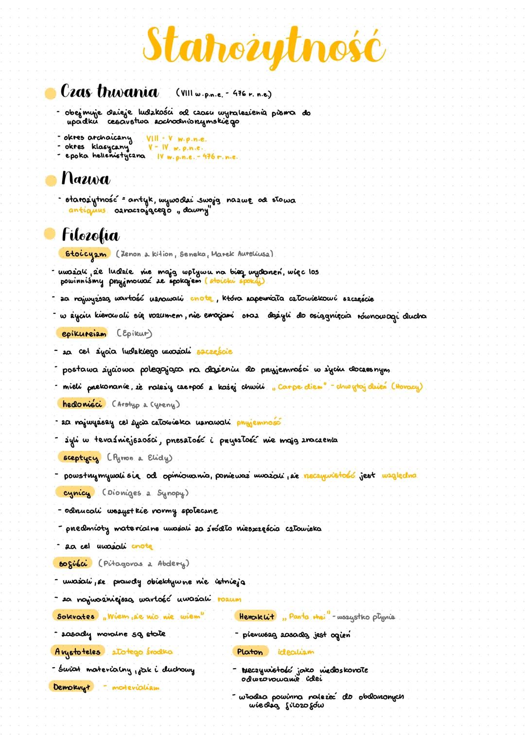 Starożytność
Czas trwania
(VIII w.p.n.e. - 476 r. n.e.)
- obejmuje dzieje ludzkości od czasu wynalezienia pisma do
upadku cesarstwa zachodn