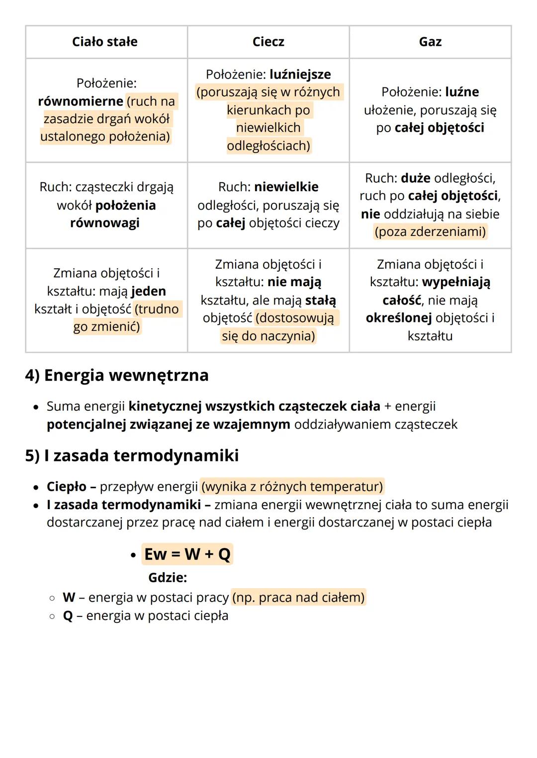 Cząsteczki i energia
1) Temperatura
• Im szybciej poruszają się cząsteczki (wyższa jest śr. energia kinetyczna), tym
wyższa jest temperatura
