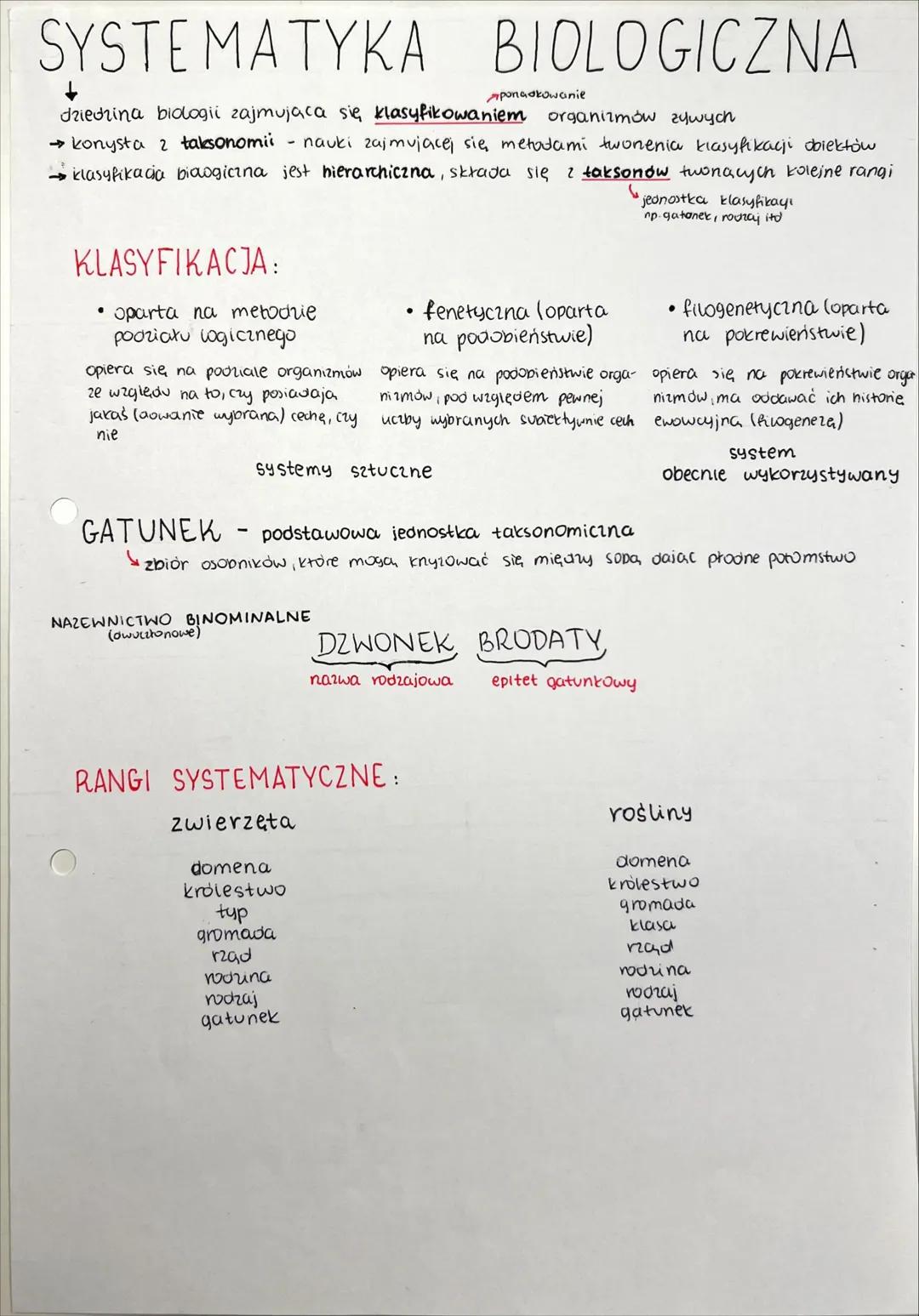 ## RÓŻNORODNOŚĆ
PROKARIONTÓW, PROTISTÓW, GRZYBÓW I POROSTÓW SYSTEMATYKA BIOLOGICZNA
↓
ponadkowanie
dziedzina biologii zajmująca się klasyfik