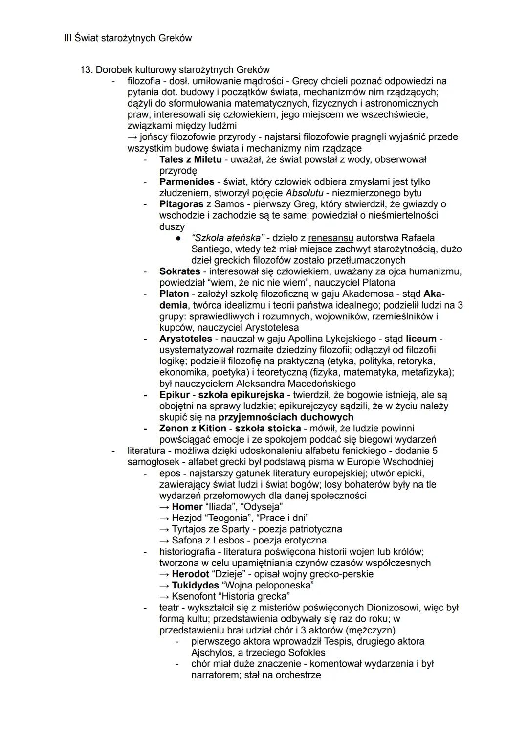 III Świat starożytnych Greków
GRECJA
1) porównuje organizację społeczeństw Aten i Sparty oraz ustroje greckich poleis;
2) charakteryzuje kul