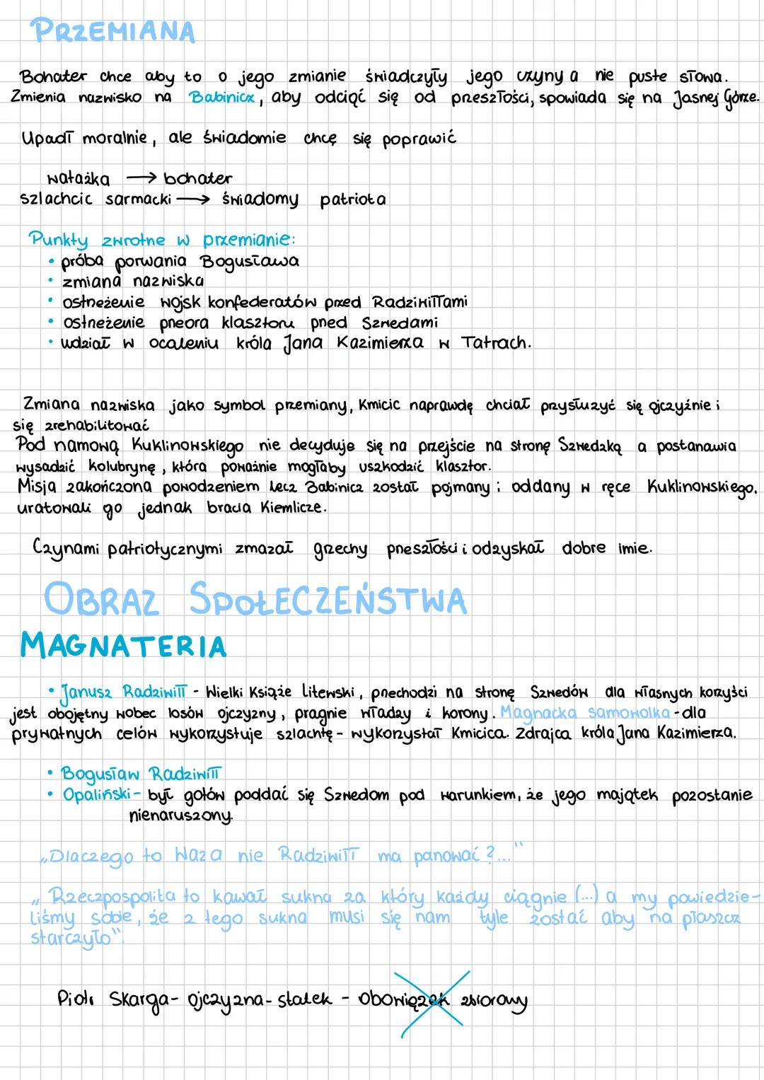 POTOP
powieść historyczna - autor posiada wiedzę historyczną ale swobodnie ją wykorzystuje
tak aby odpowiadała jego koncepcji. Stosuje selek