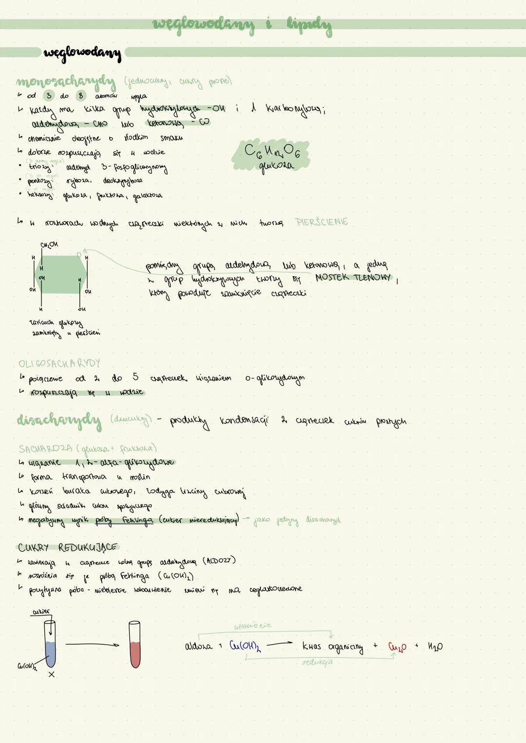 --- OCR Start ---
węglowodany
monosa
węglowodany i lipidy
osacharydy (jednocuky, cukry prone)
od 3 do 8 atomdu
wpgia
ma kilka grup hydroksyl
