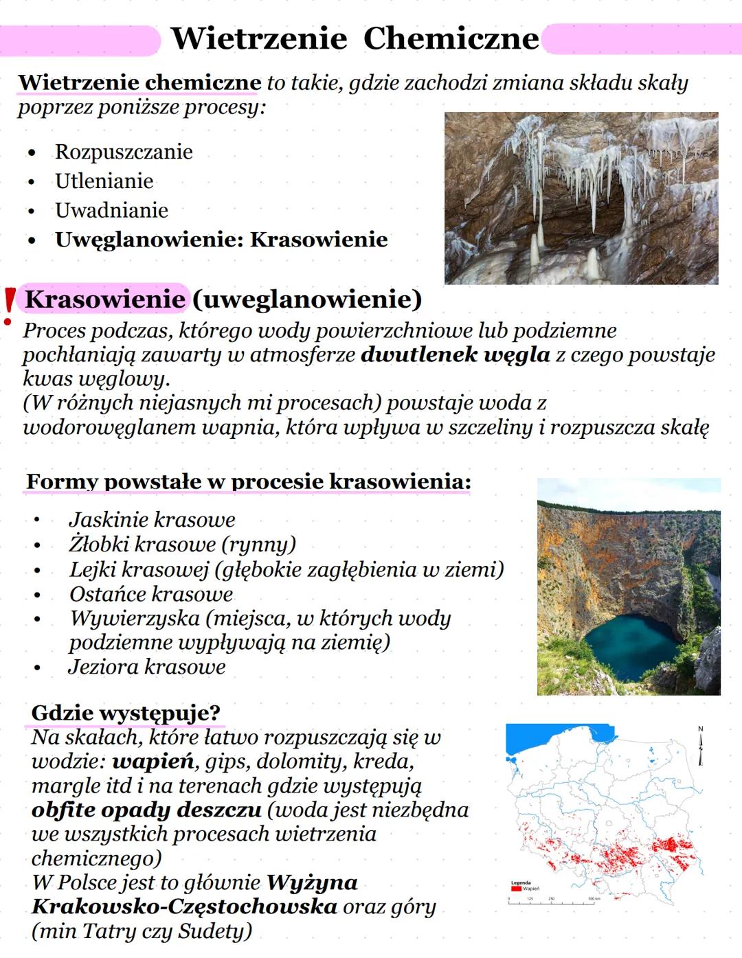 Wietrzenie
Definicja: Rozkład skały na mniejsze elementy
Wietrzenie
↓
Fizyczne
(lub mechaniczne)
Chemiczne
Biologiczne
● Termiczne
● Fizyczn