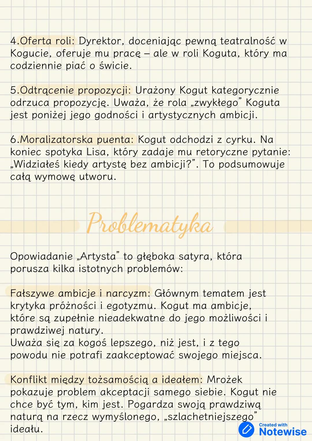 Artysta
Sławomir Mrożek
Rodzaj literacki:
epika
Gatunek literacki:
Opowiadanie
Czas akcji: Nieokreślony - Można
jedynie stwierdzić, że akcja