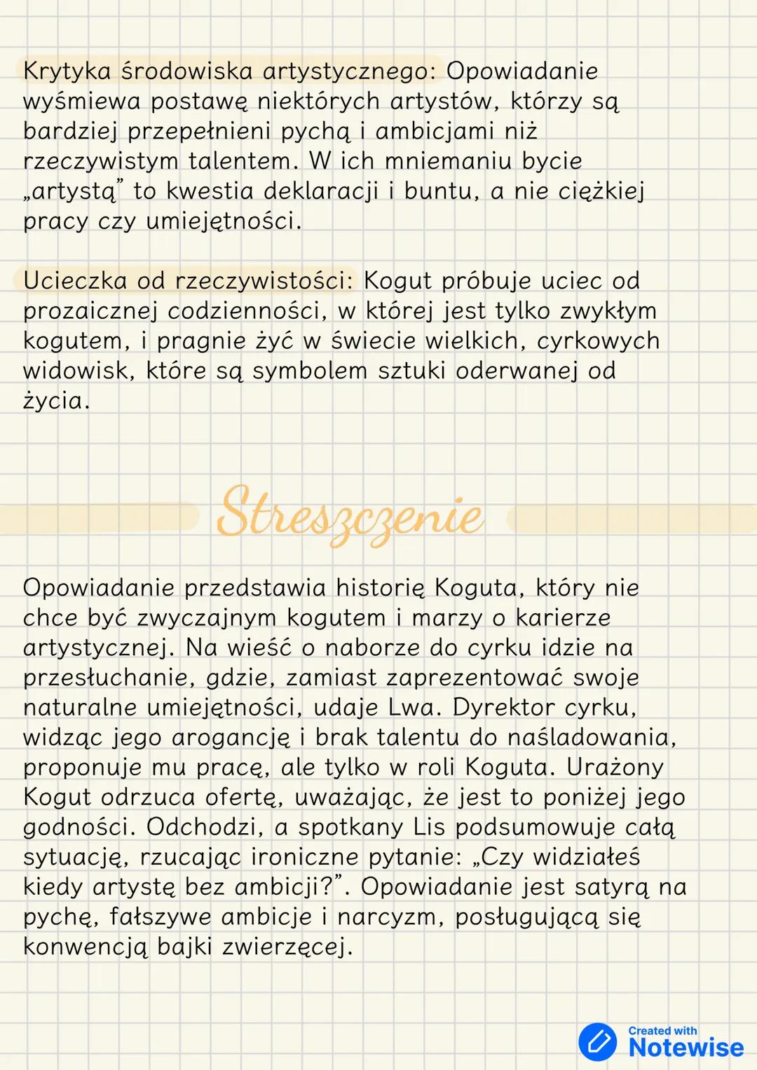 Artysta
Sławomir Mrożek
Rodzaj literacki:
epika
Gatunek literacki:
Opowiadanie
Czas akcji: Nieokreślony - Można
jedynie stwierdzić, że akcja