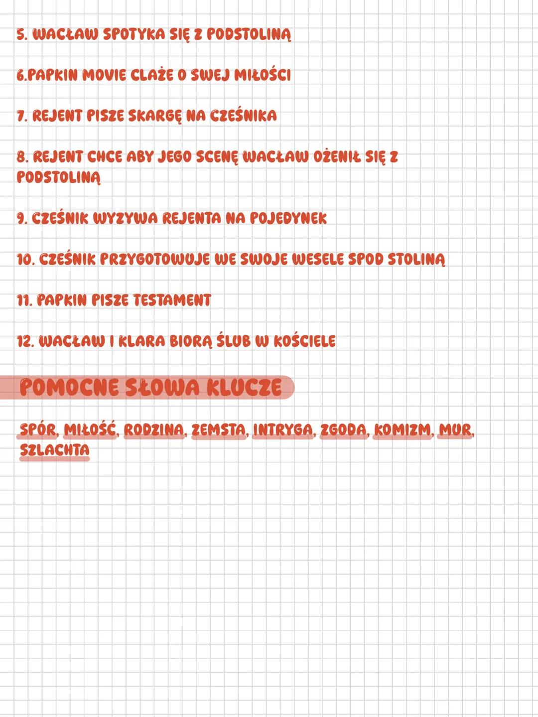 --- OCR Start ---
ZEMSTA"
AUTOR: ALEKSANDER FREDRO
INFORMACJE OGOLNE
CZAS WYDARZEŃ - POCZĄTEK XIX WIEKO
MIEJSCE AKCJI - STARY ZAMEK NA PROWI