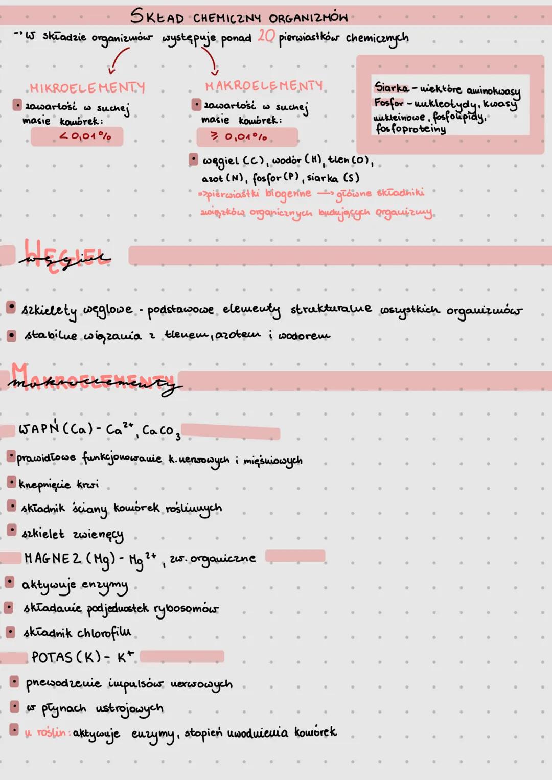 --- OCR Start ---
SKŁAD CHEMICZNY ORGANIZMÓW
-"W składzie organizmów występuje ponad 20 pierwiastków chemicznych
MIKROELEMENTY
• zawartość w