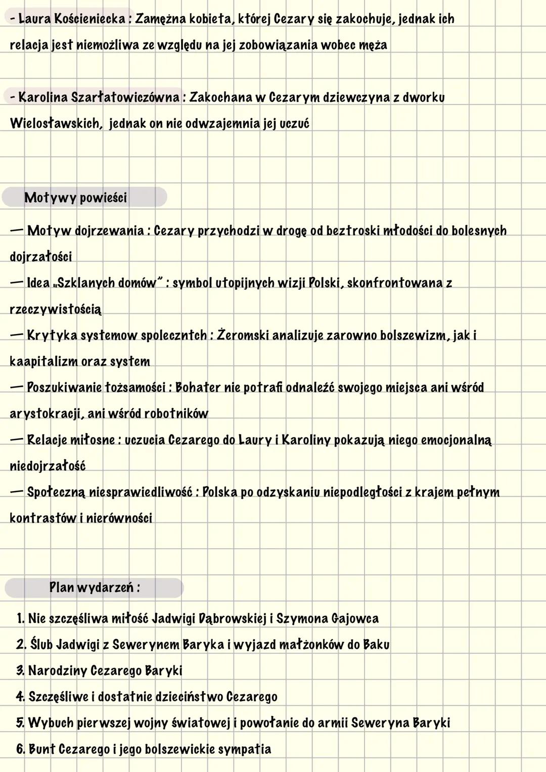 Trzy części:
-Rodowód
- Szklane Domy
- Nawłoć
- Wiatr od Wschodu
Czas i miejsce akcji:
1. Szklane Domy
-Bak
-Moskwa
-Charków
2. Nawłoć
-War