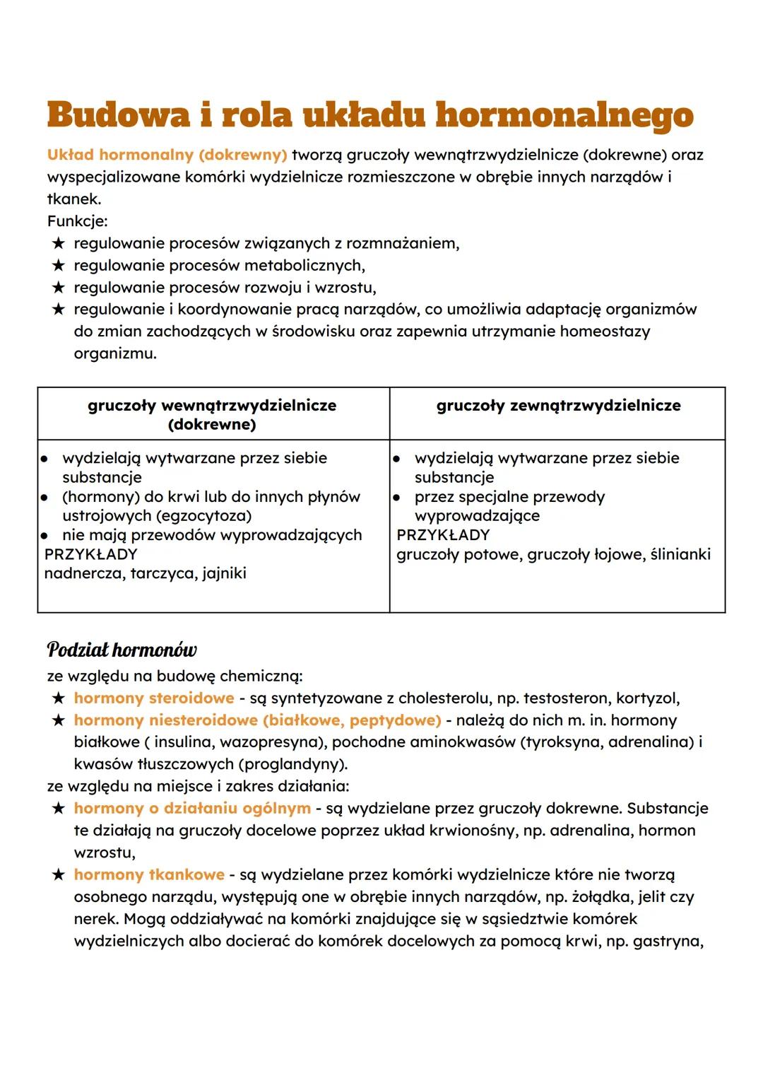 Budowa i rola układu hormonalnego
Układ hormonalny (dokrewny) tworzą gruczoły wewnątrzwydzielnicze (dokrewne) oraz
wyspecjalizowane komórki