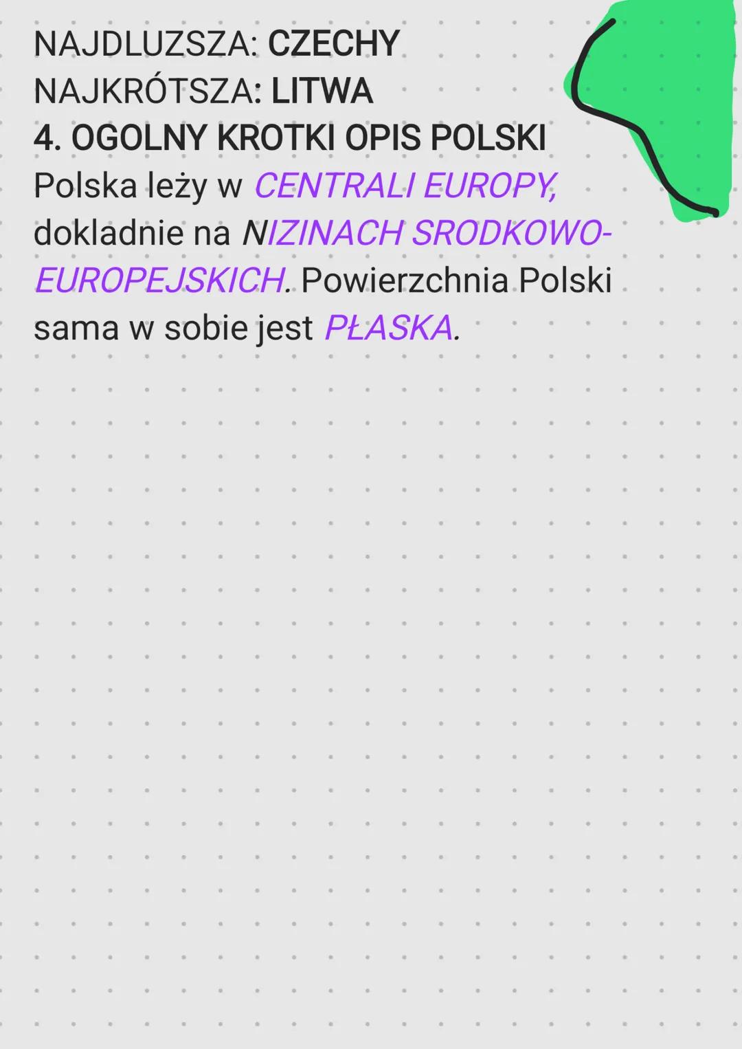 ~POŁOŻENIE I GRANICE POLSKI~
1. GRANICE POLSKI
przez ZACHODNIĄ część Europy
przepływają rzeki: ←
NYSA ŁUŻYCKA
ODRA
przez WSCHODNIĄ część Eu