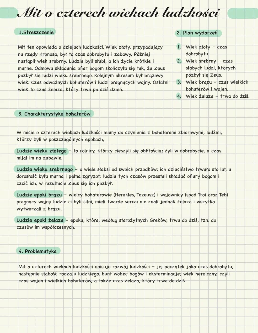 # Mity
Jan Parandowski we wstępie do Mitologii zaznacza, że mitologia to zbiór baśni o bogach i bohaterach.
1. Funkcje mitów
sakralna - z