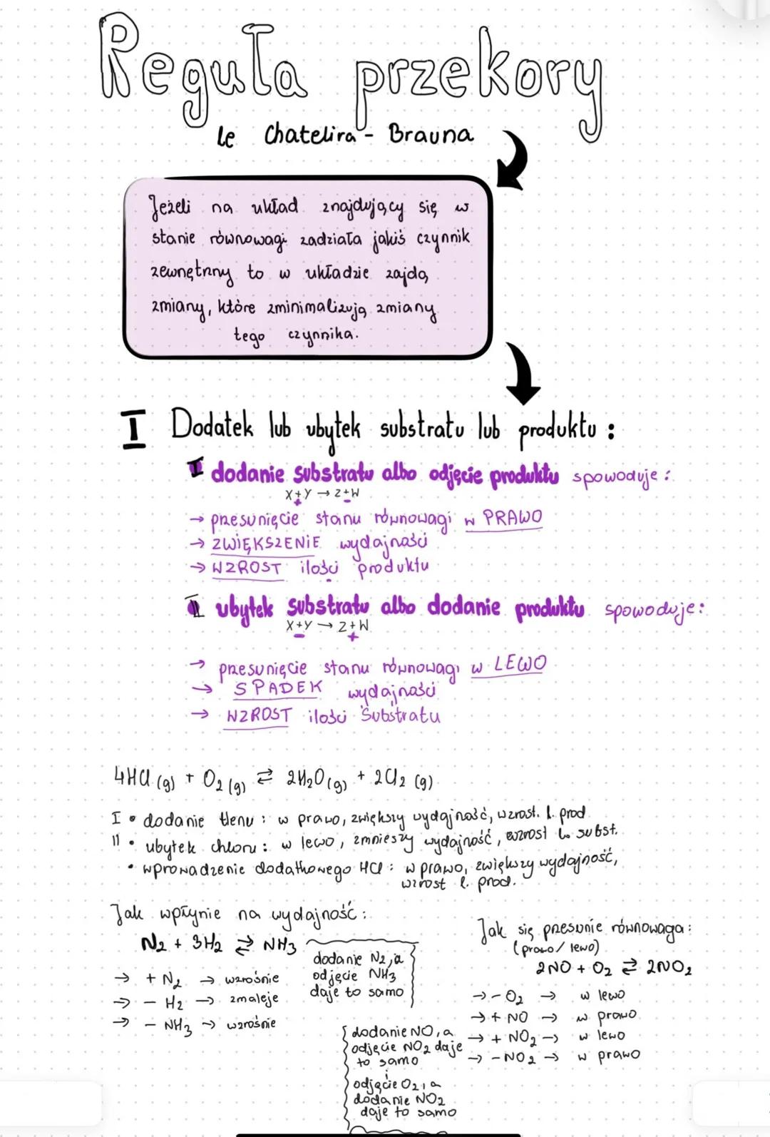 Reguła przekory
Le Chatelira - Brauna
Jeżeli na układ znajdujący się w
stan równowagi zadziała jakiś czynnik
zewnętrzny to w układzie zajdą,