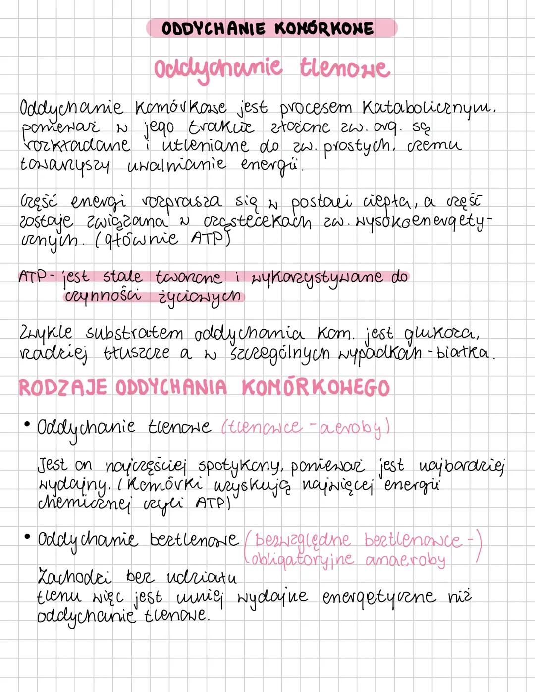 Oddychanie komórkowe. Oddychanie tlenowe
