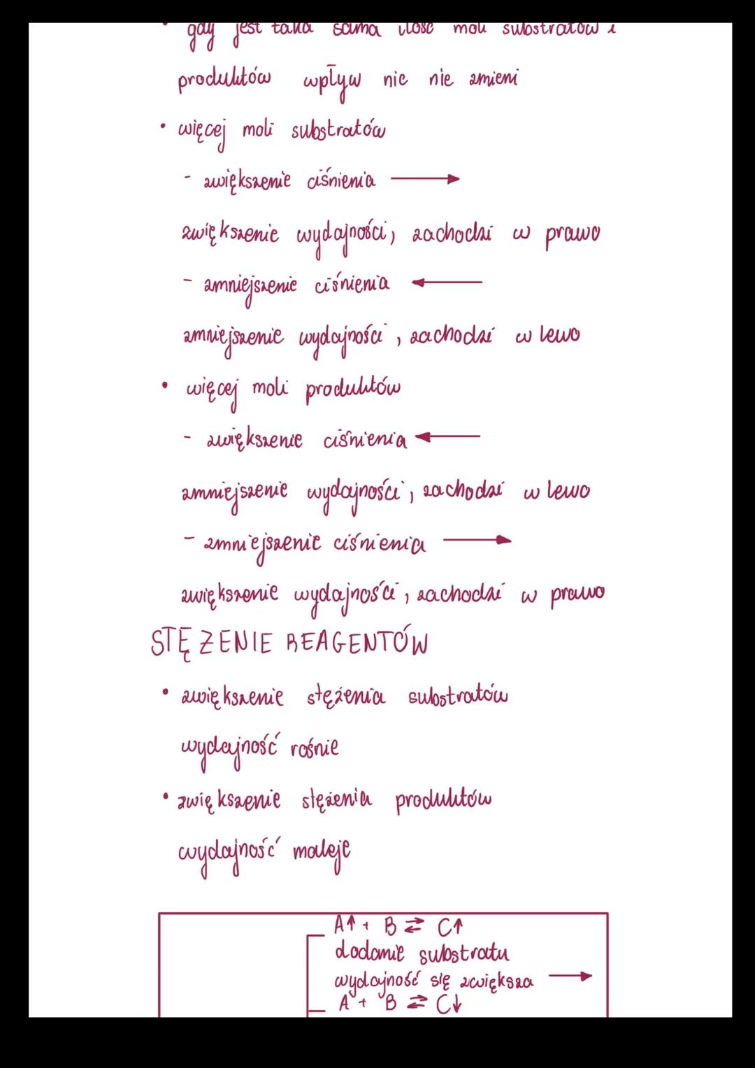 Reguła przekory
WPŁYW TEMPERATURY
- reakcje endotermicane $ΔH > 0$ "na plusie"
- podwyższenie temperatury →
przyspiesza reakcję, zachodz