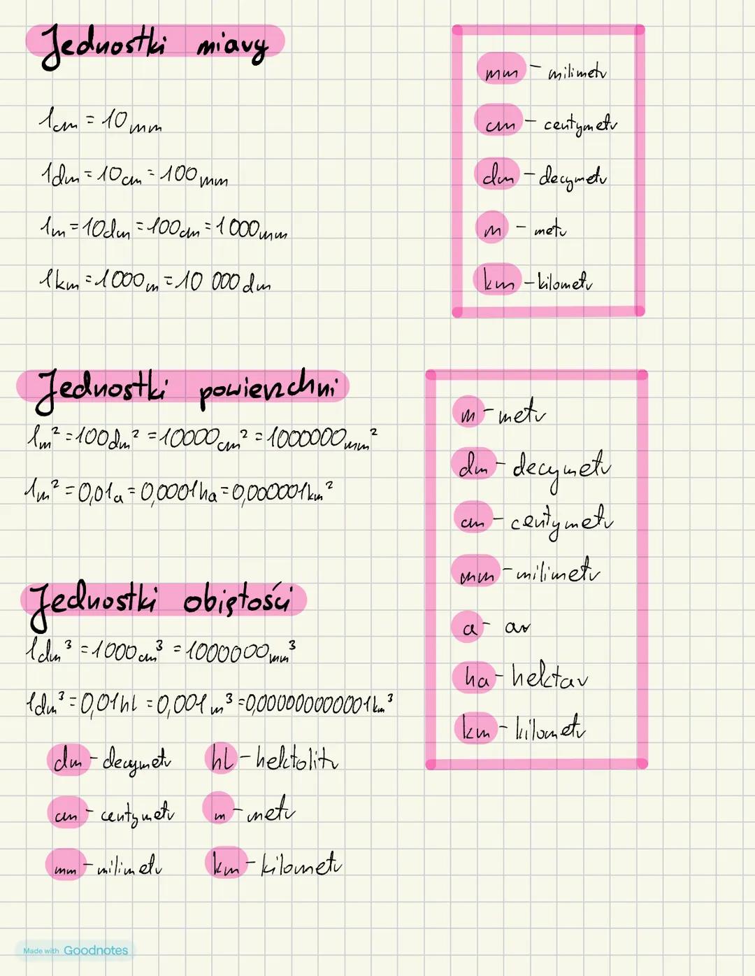 Jednostki czasu
1min = 60s
1h = 60min = 3600s
1dzień = 24h = 1440min = 86400s
Jednostki masy
1g = 1000mg
1dag = 10g = 10000mg
1kg = 100dag =