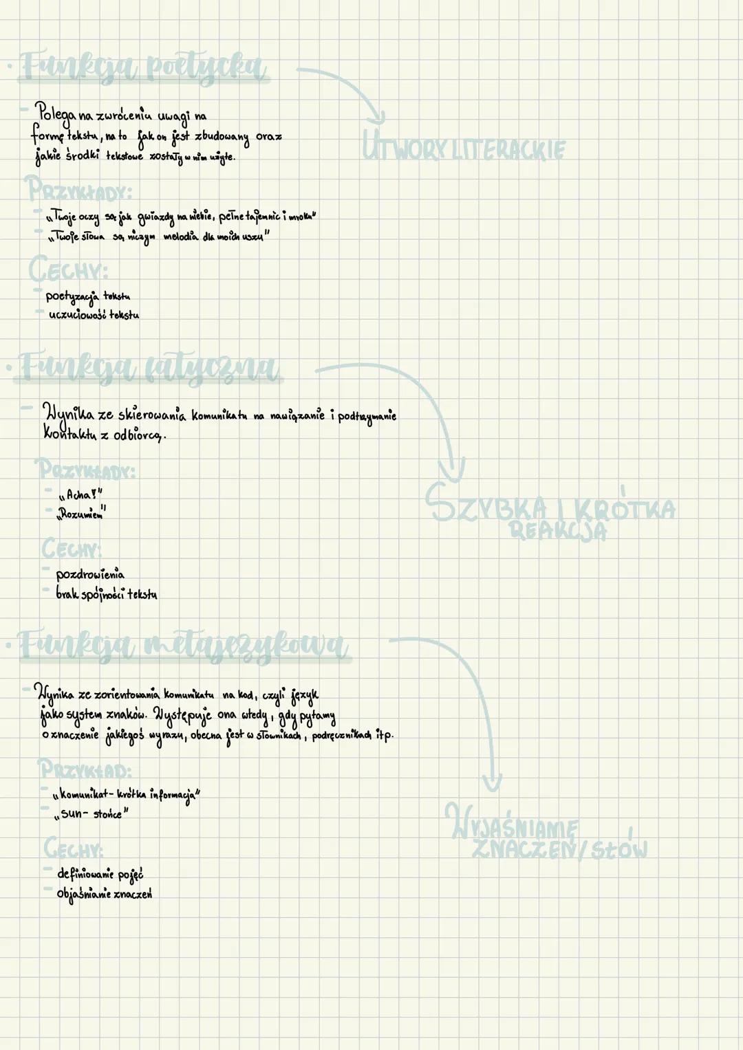 --- OCR Start ---
Fankje jezykowe
•Funkga informatywna
Polega na komunikowaniu faktu/packazywania informacji
dotyczących otaczajorcej nas rz