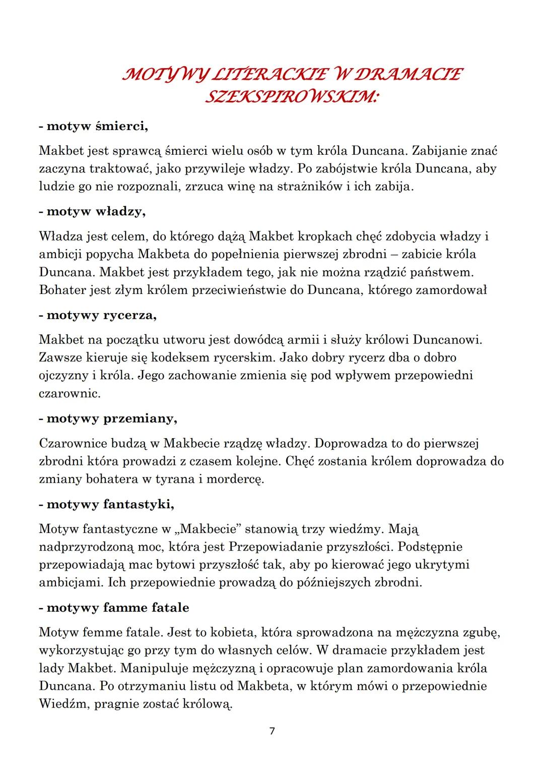 Notatki z lektury
Pt.: „Makbet"
~ William Shakespeare
Zuzanna
Sob. 1.06.2024
1 ## Czas akcji
* Czas akcji „Makbeta", nie jest on ściśle okr