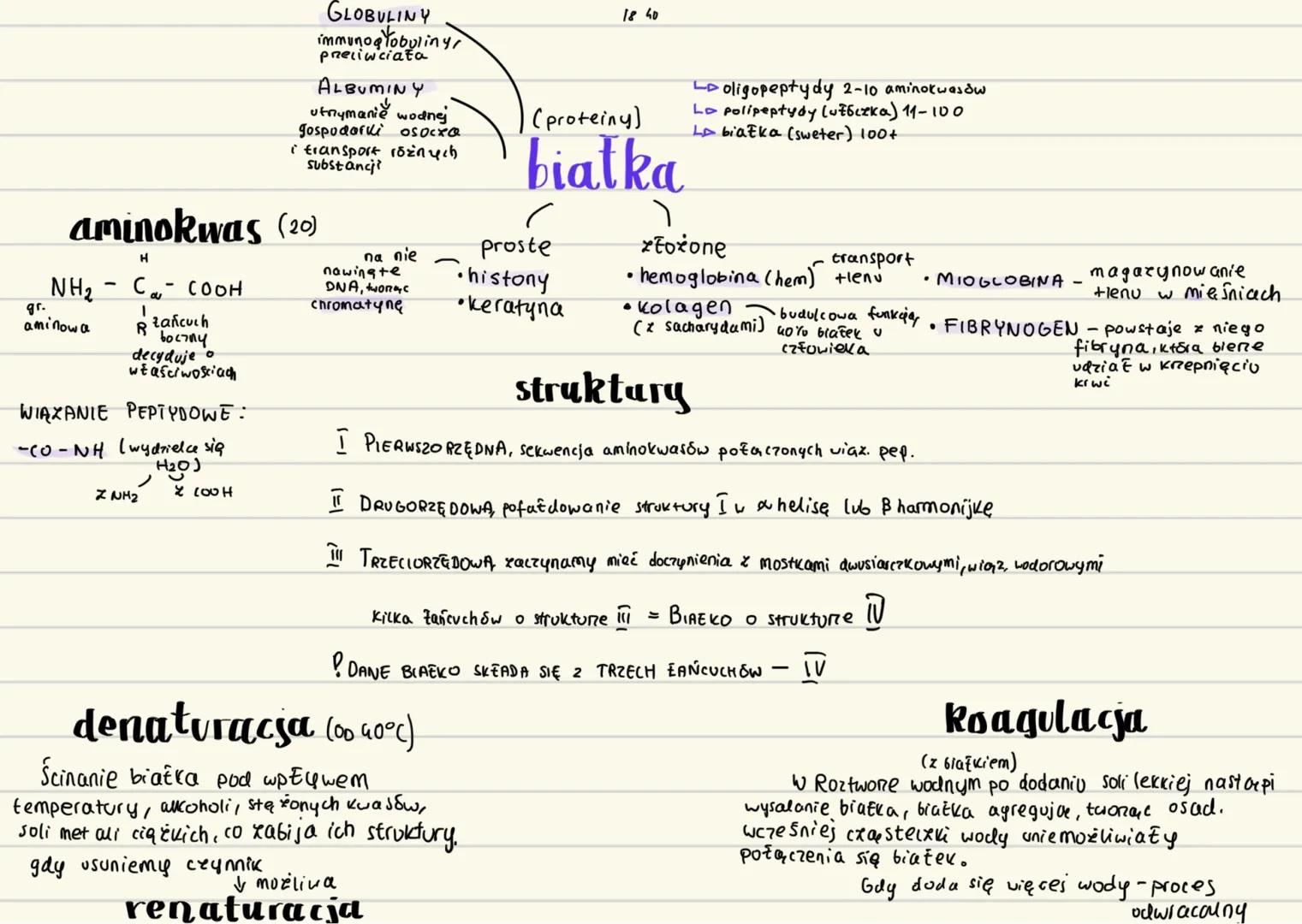 GLOBULINY
immunoglobuliny
preciwciała
18 40
ALBUMINY
utrymanie wodnej
gospodarki osocza
i transport różnych
substancji
aminokwas (20)
H
NH2