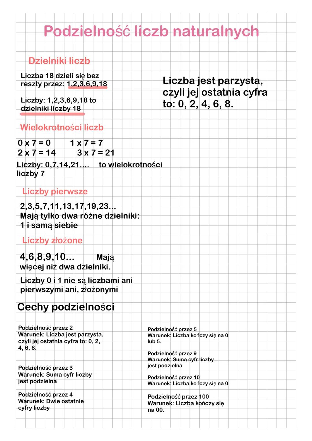 Podzielność liczb naturalnych
Dzielniki liczb
Liczba 18 dzieli się bez
reszty przez: 1,2,3,6,9,18
Liczby: 1,2,3,6,9,18 to
dzielniki liczby 1