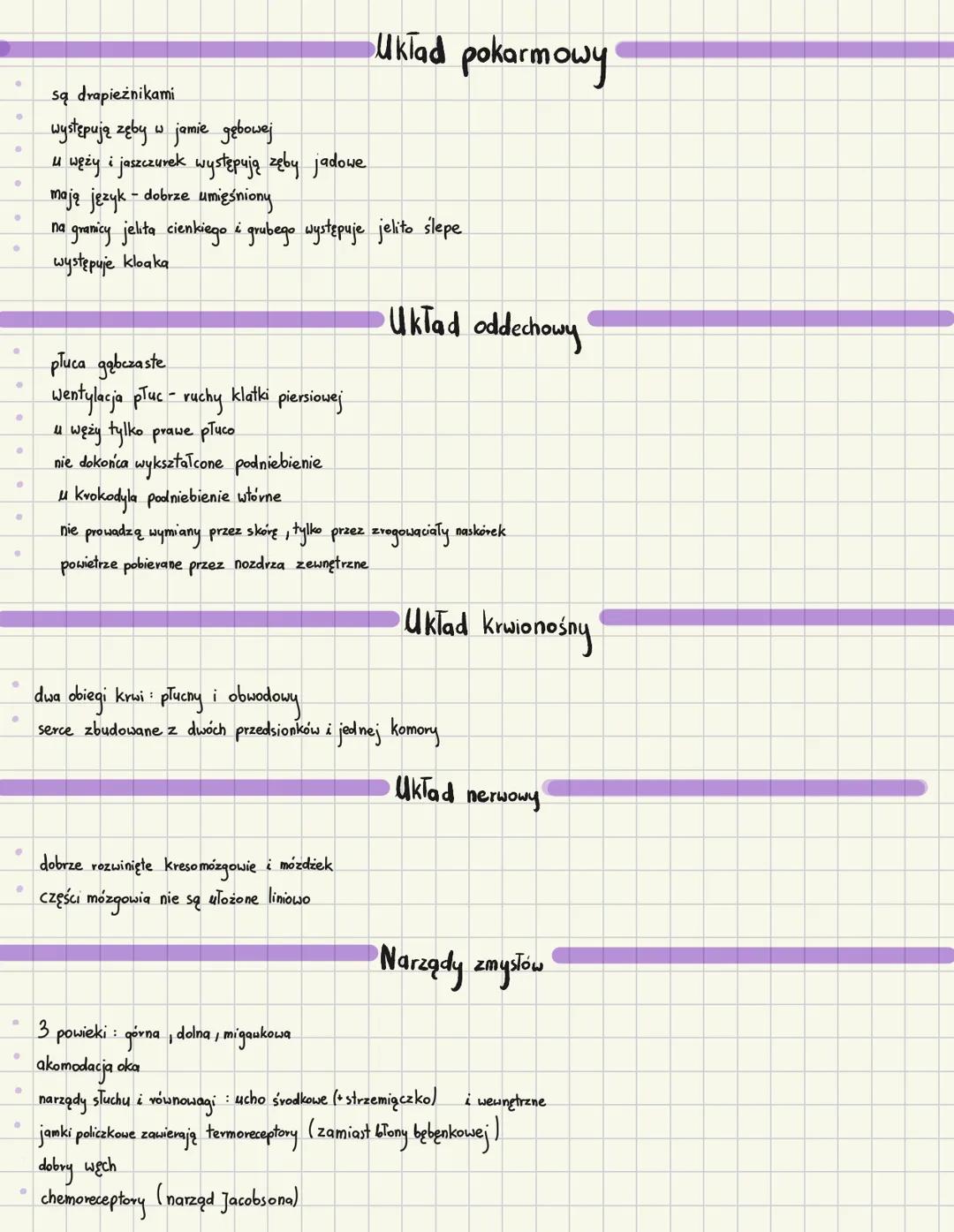 ## Gady
### Cechy charakterystyczne
- zmiennocieplne
- owodniowce (wytwarzają błony płodowe)
- pierwotnie lądowe
- oddychają za pomocą gąbc