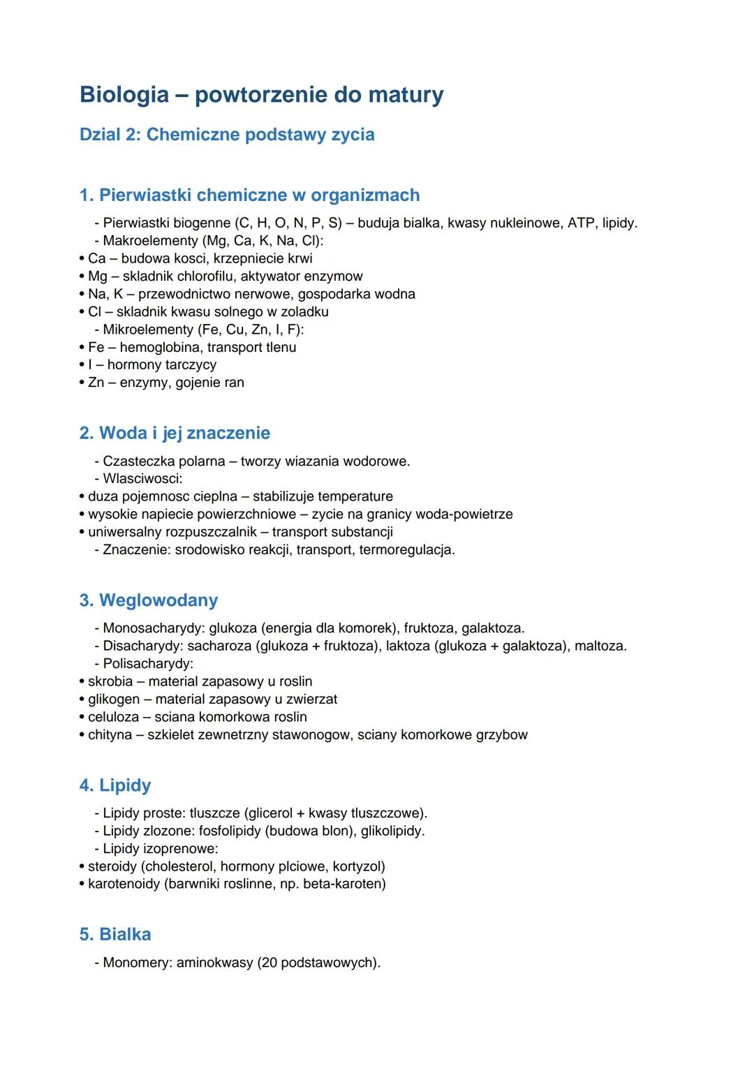 Chemiczne podstawy życia