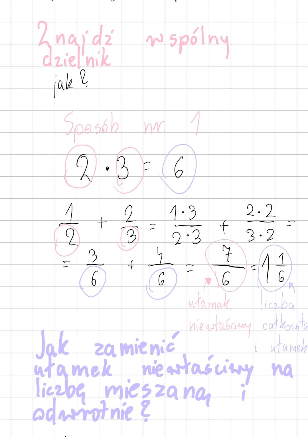 # Matematyka
działania na ułamkach ## Dzialania na ulamkach
dodawanie ułamków!
(i odejmowanie)
$\frac{1}{2} + \frac{1}{2} = \frac{2}{2} = 1