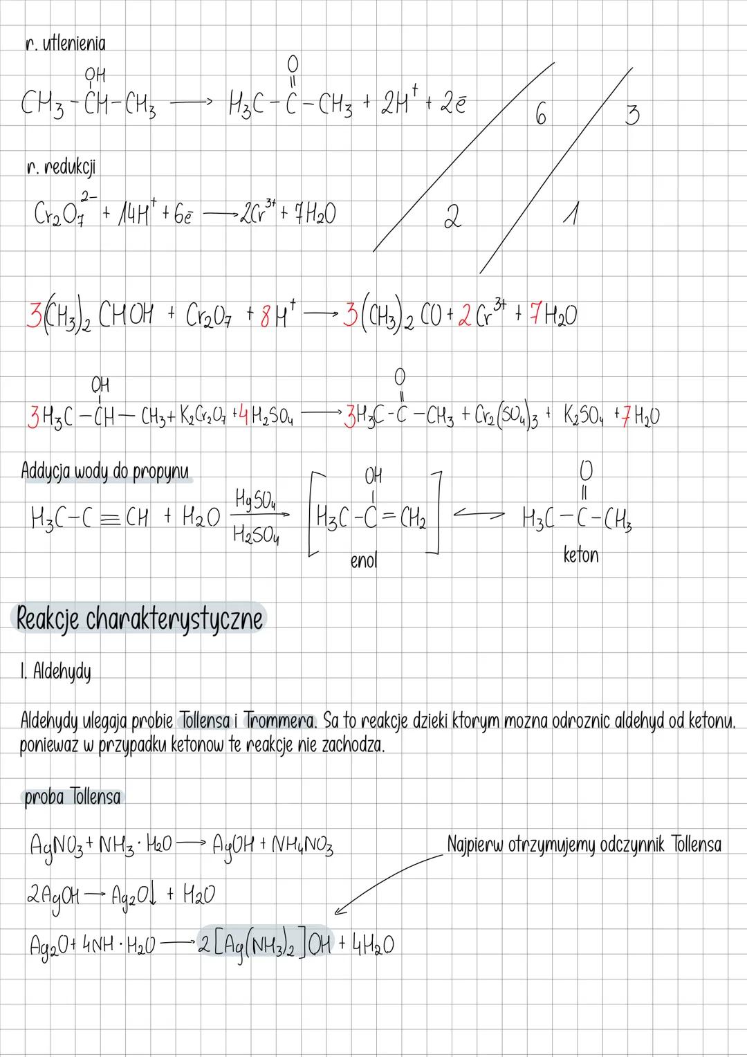 Aldehydy i ketony
Aldehydy to związki powstające na skutek utleniania alkoholi pierwszorzędowych, a ketony drugorzędowych.
Oba te zwiazki za