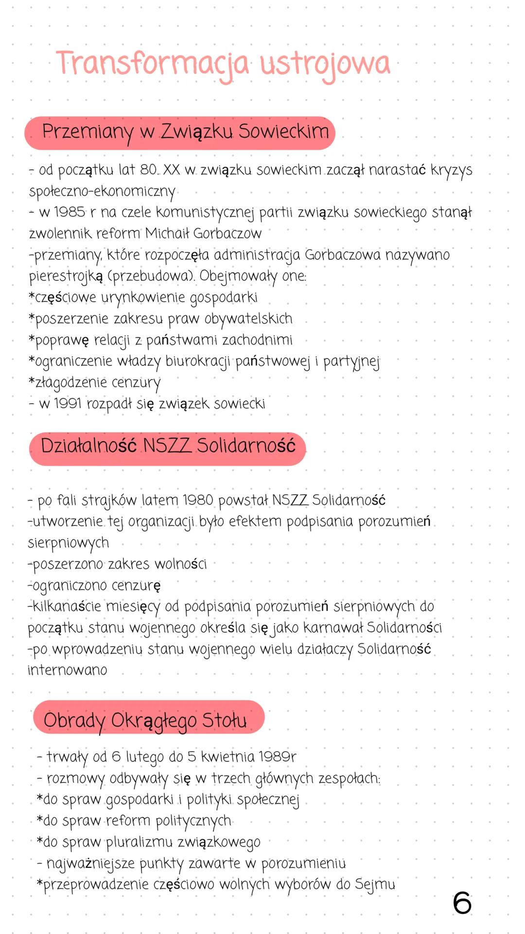 Transformacja ustrojowa
Przemiany w Związku Sowieckim
- od początku lat 80. XX w związku sowieckim zaczął narastać kryzys
społeczno-ekonomic