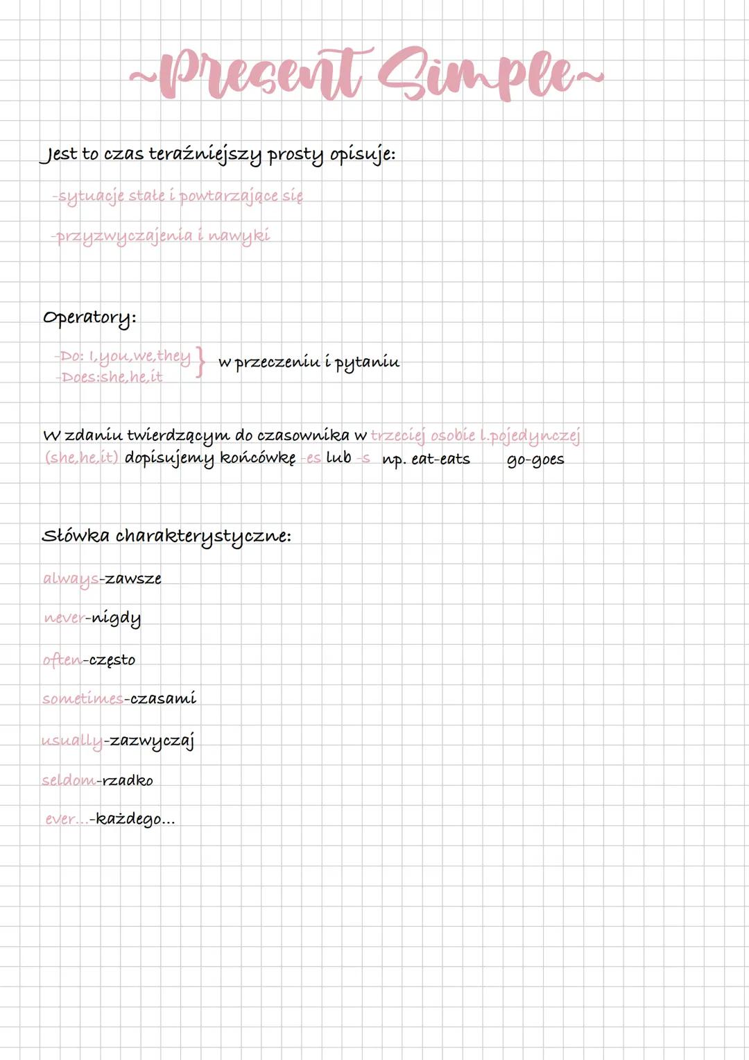 Crasy
gramatyczne
Czasy do wyrażania i opisywania teraźniejszości:
-Present Continuous
-Present Simple
Czasy do wyrażania i opisywania przes