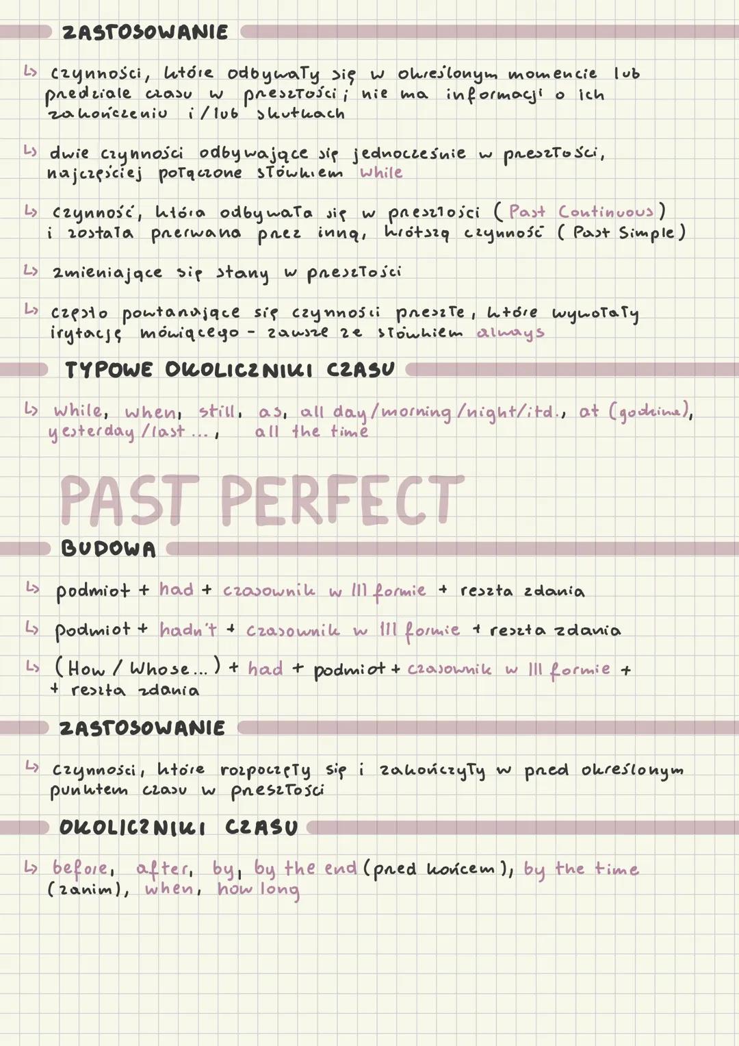 CZASY PRZESZŁE
PAST SIMPLE
BUDOWA
↳ podmiot + (opcjonalnie) prystówek częstotliwości
+ czasownik w II formie + reszta zdanie
↳ podmiot + di