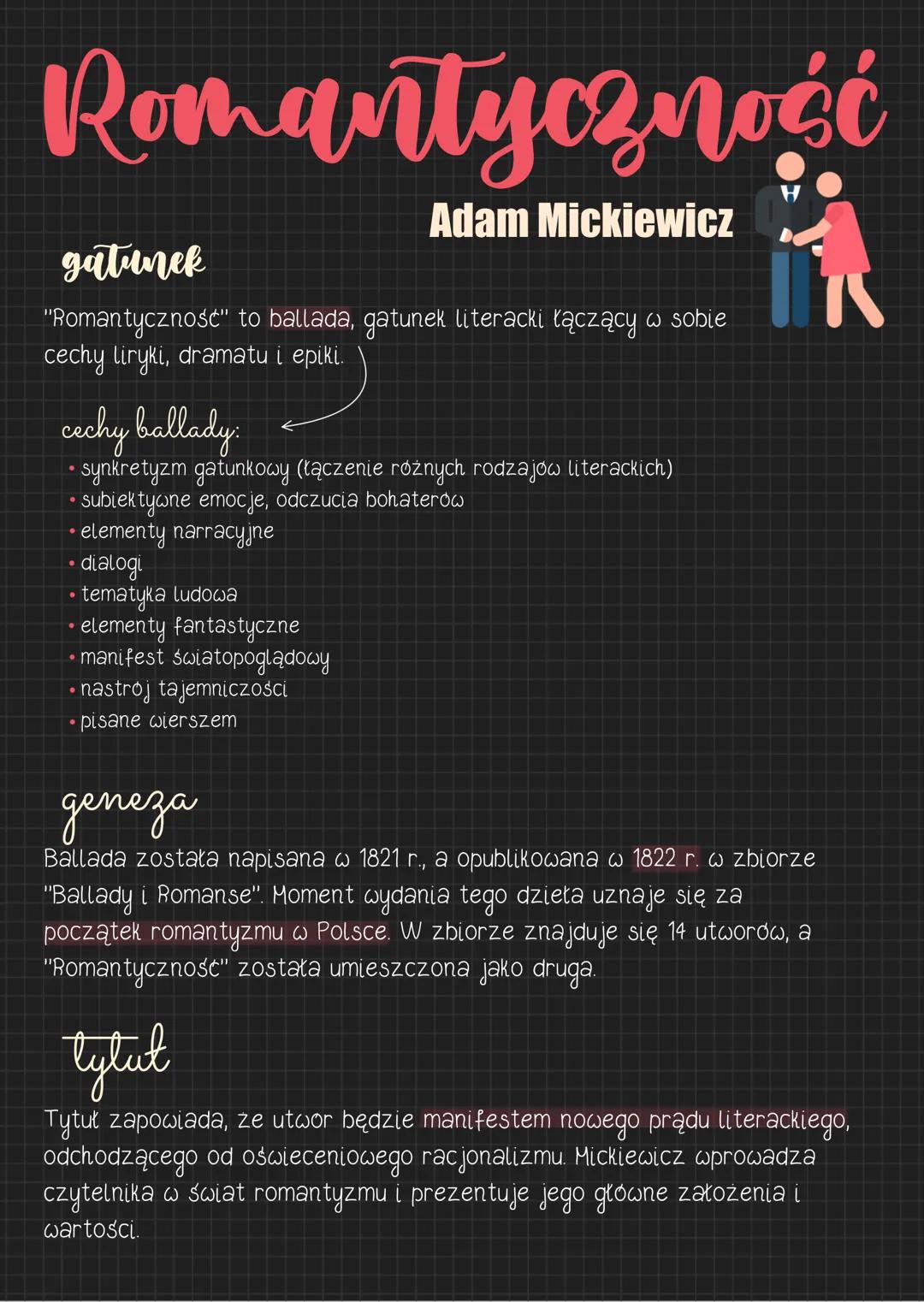 Notatka Romantyczność Adam Mickiewicz