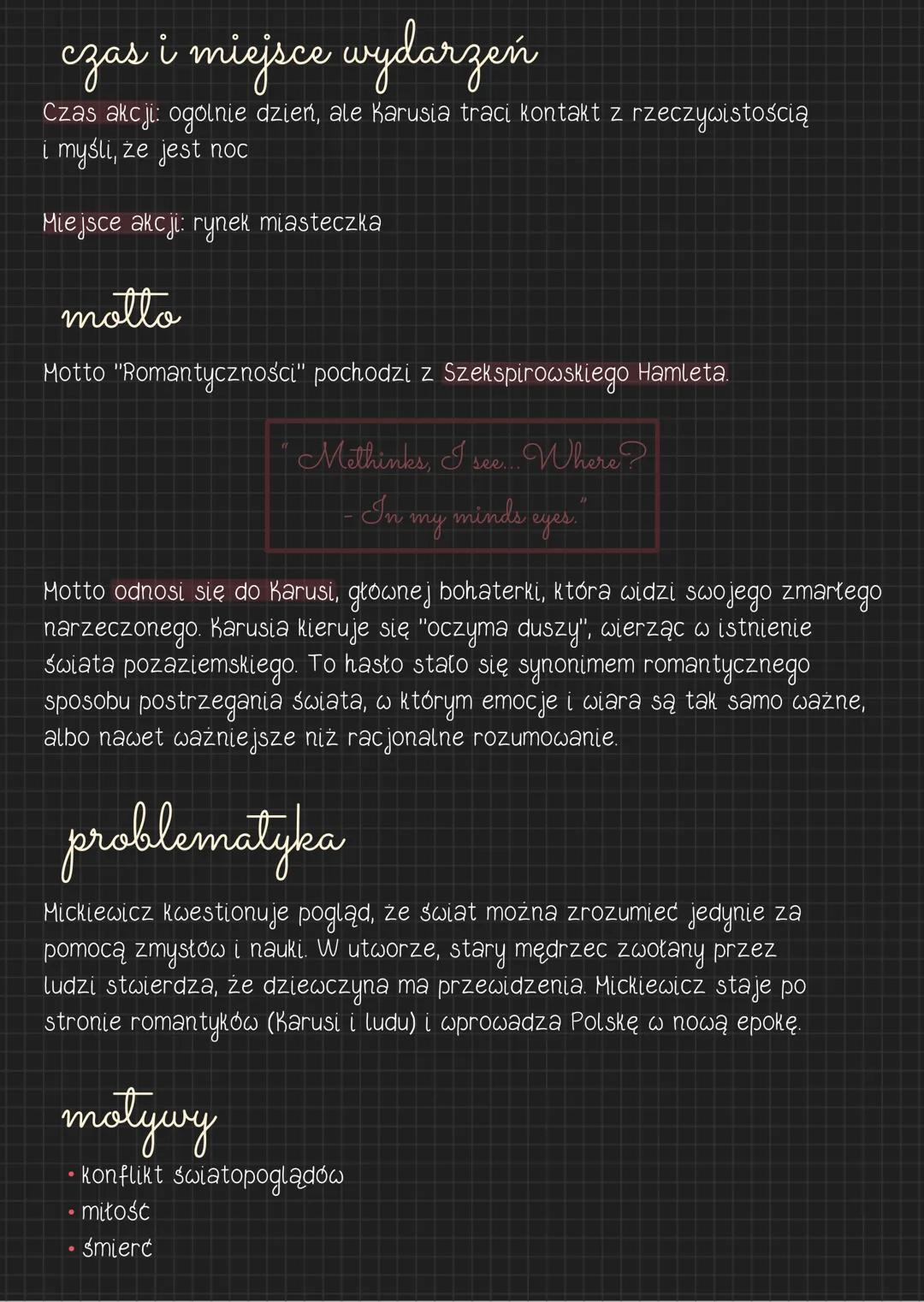 Romantyczność
gatunek
Adam Mickiewicz
"Romantyczność" to ballada, gatunek literacki łączący w sobie
cechy liryki, dramatu i epiki.
cechy ba