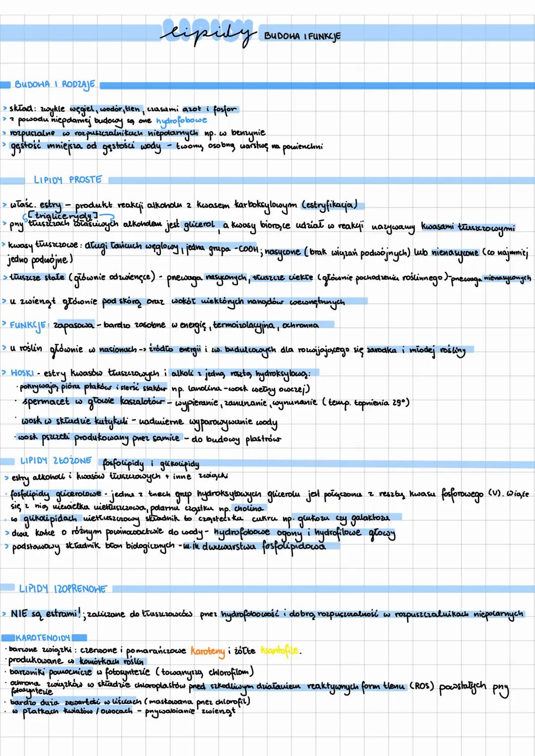 --- OCR Start ---
lipidy
BUDOHA I FUNKCJE
BUDOHA I RODZAJE
>skład: wykle węgiel, wodor, tien, czasumi azot i fosfor
>> powodu niepdamej budo