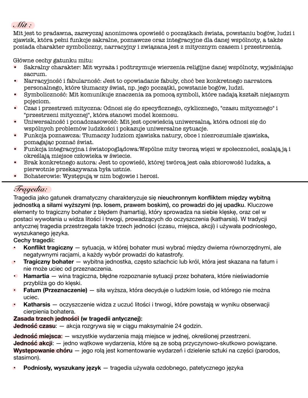 Gatunki:
Epos:
Cechy eposu: (iliada i odyseja)
epickość,
rozbudowana, wielowątkowa fabuła, mająca charakter epizodyczny (tzn. składająca się