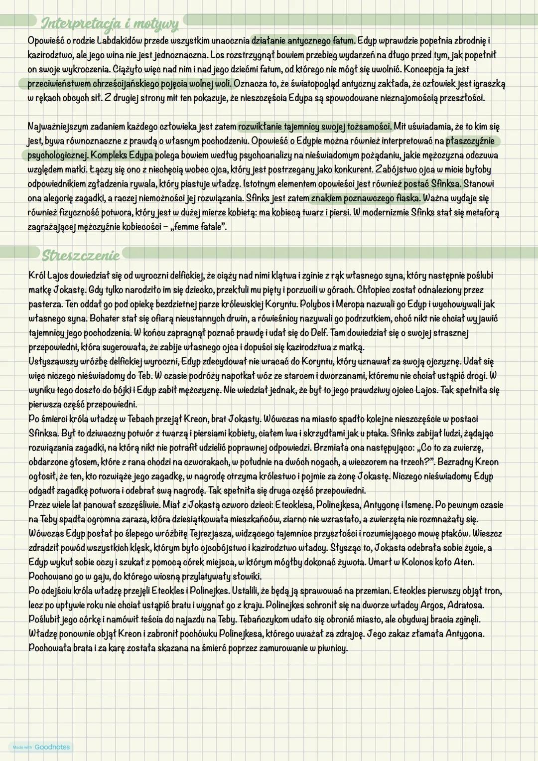 ## Mit o Rodzie Labdakidów
### Bohaterowie
Oto czołowe postacie występujące w micie rodu Labdakidów:
Lajos - władca Teb, syn Labdakosa, mą