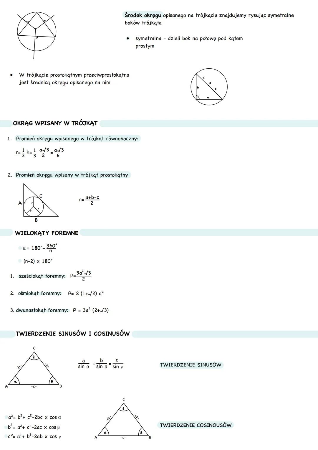# PLANIMETRIA
OKRĄG I KOŁO
1. Stosunek długości okręgu do jego średnicy jest stały
$\frac{długość\ okręgu}{średnica} = \frac{2\pi r}{2r}