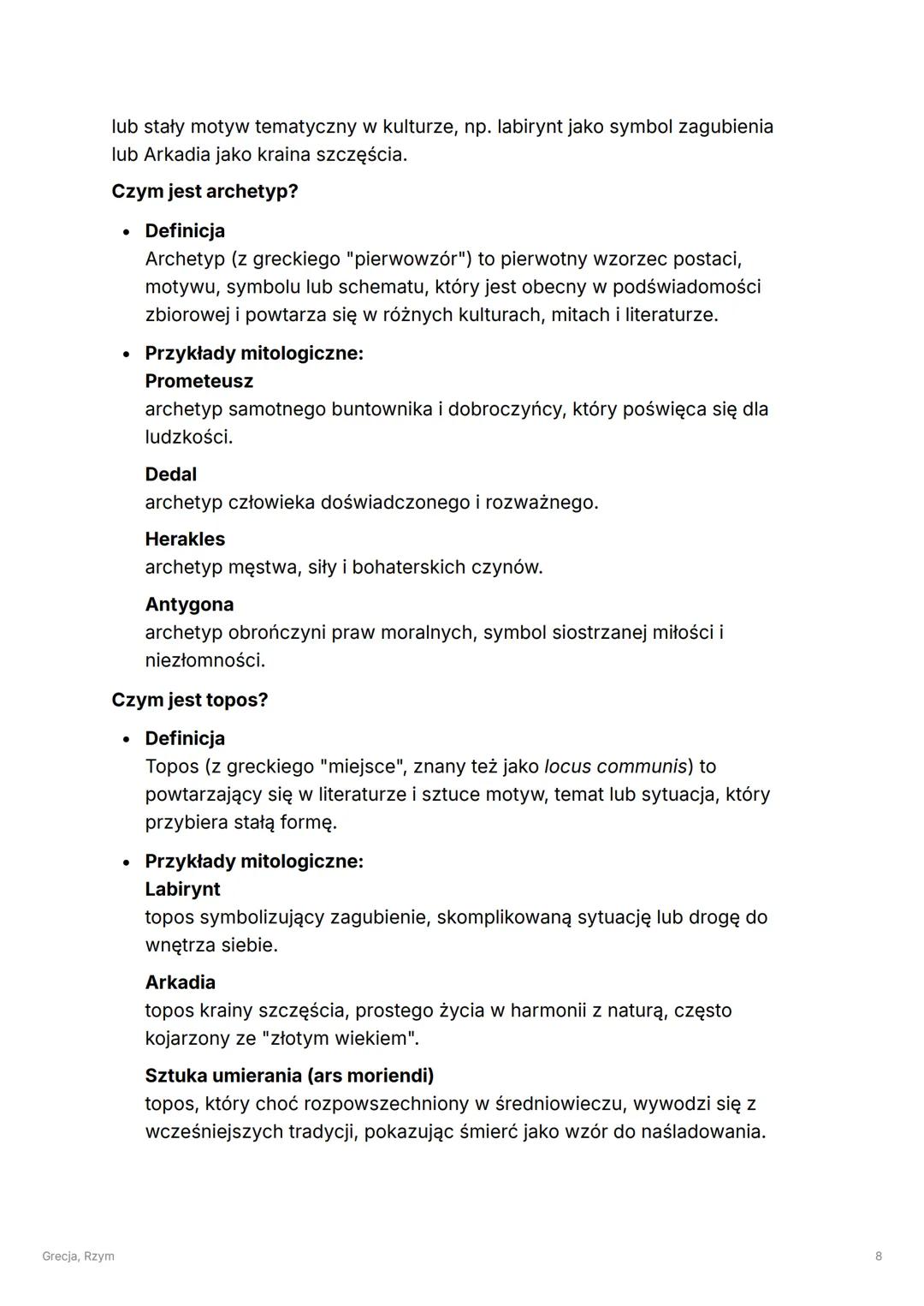 Grecja, Rzym
Określ cechy gatunkowe: mit, epos bohaterski, tragedia
antyczna
Mit to pierwotna forma opowiadania, wyjaśniająca genezę świat