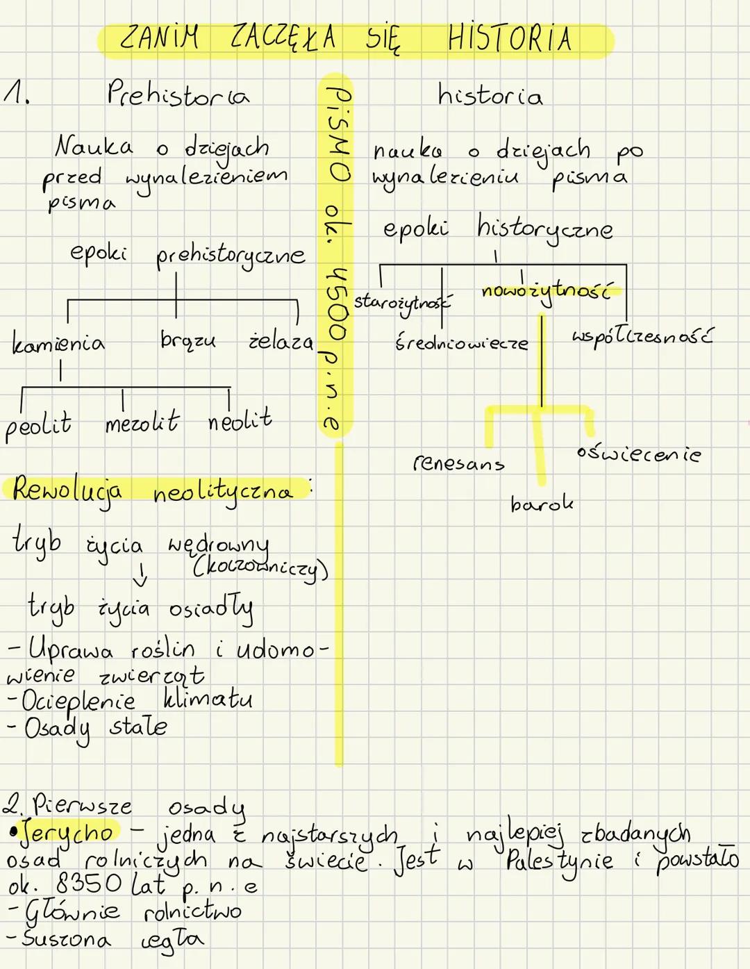 # ZANIM ZACZĘŁA SIĘ HISTORIA
1. Prehistoria
Nauka o dziejach
przed wynalezieniem
pisma
epoki prehistoryczne
kamienia brąz