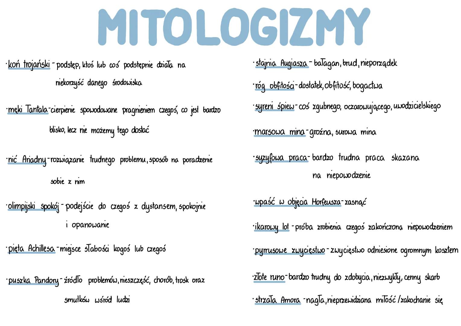 # MITOLOGIA
MIT to opowieść wskazująca na wierzenia
danej społeczności i porządkująca je
zbierająca
$\\rightarrow$ m.inn.:
o czym mówi?
j