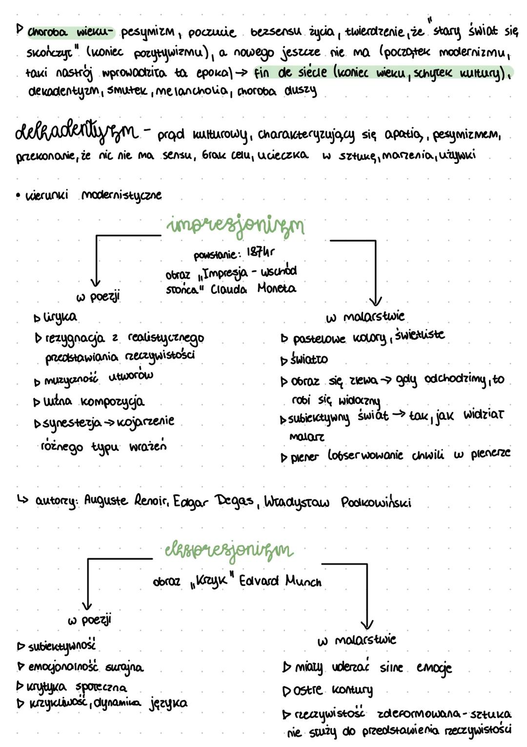 # modernizm
• czas trwaniaα
DW
PL
1891 - początek, wydanie 1 tomu poezji Kazimierza Przerwy - Tetmajera
1918 - koniec, odzyskanie niepo