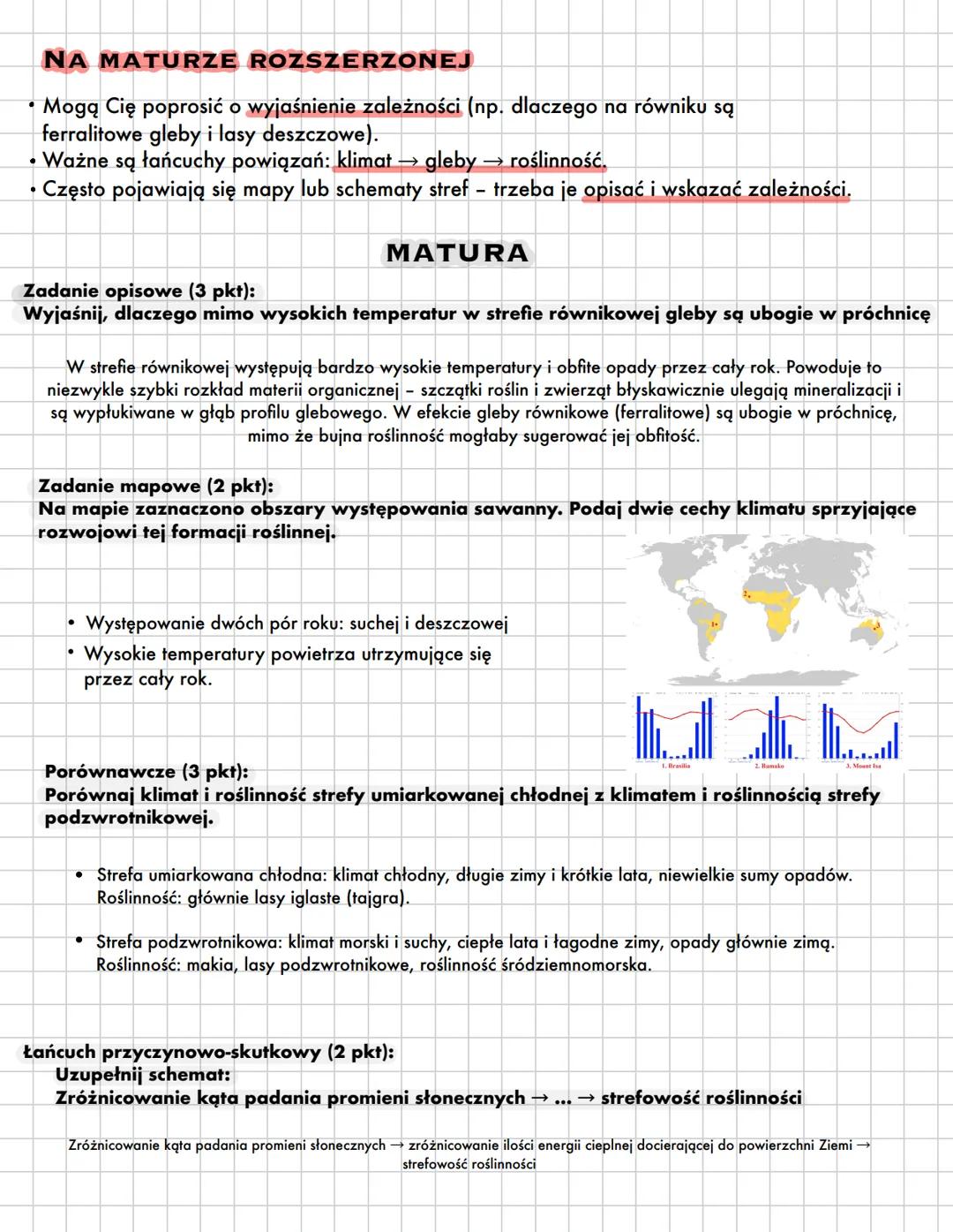# Nauka do sprawdzianu
Tematy 1.1, 1.2
STREFOWOŚĆ ZJAWISK PRZYRODNICZYCH NA ZIEMI
! Główny czynnik: zróżnicowanie kąta padania promieni sło