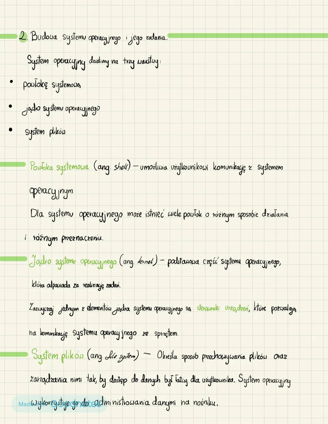 # SYSTEM OPERACYJNY
Część 1
1 System komputerowy i system operacyjny.
System komputerowy składa się z czterech warstw:
• sprzętu komputer