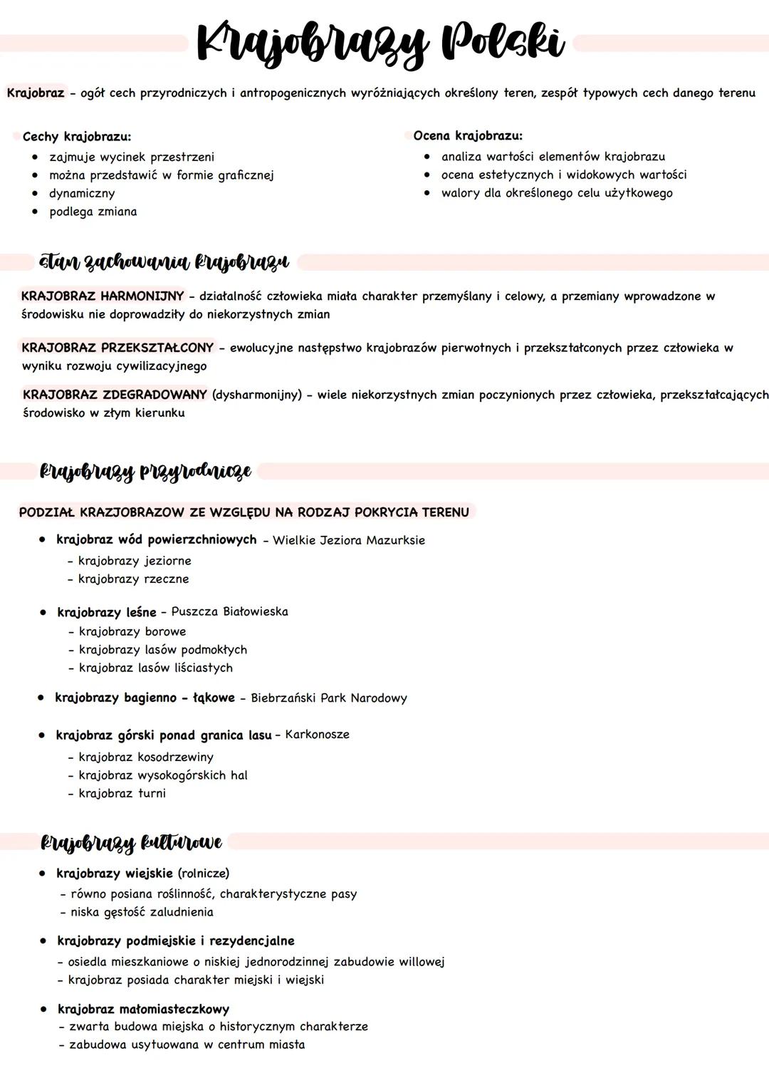 # Krajobrazy Polski
Krajobraz ogół cech przyrodniczych i antropogenicznych wyróżniających określony teren, zespół typowych cech danego tere