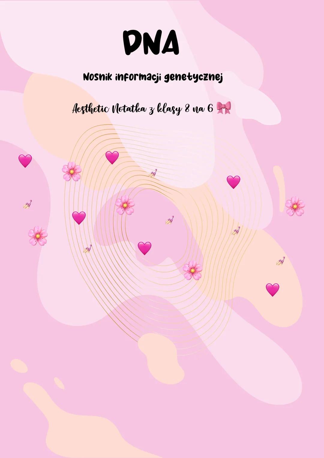 # DNA
NOSNIK informacji genetycznej
Aesthetic Notatka z klasy 8 na 6 🎀 # Nosnik informacji genetycznej - dna
Zapis wszystkich cech dzied